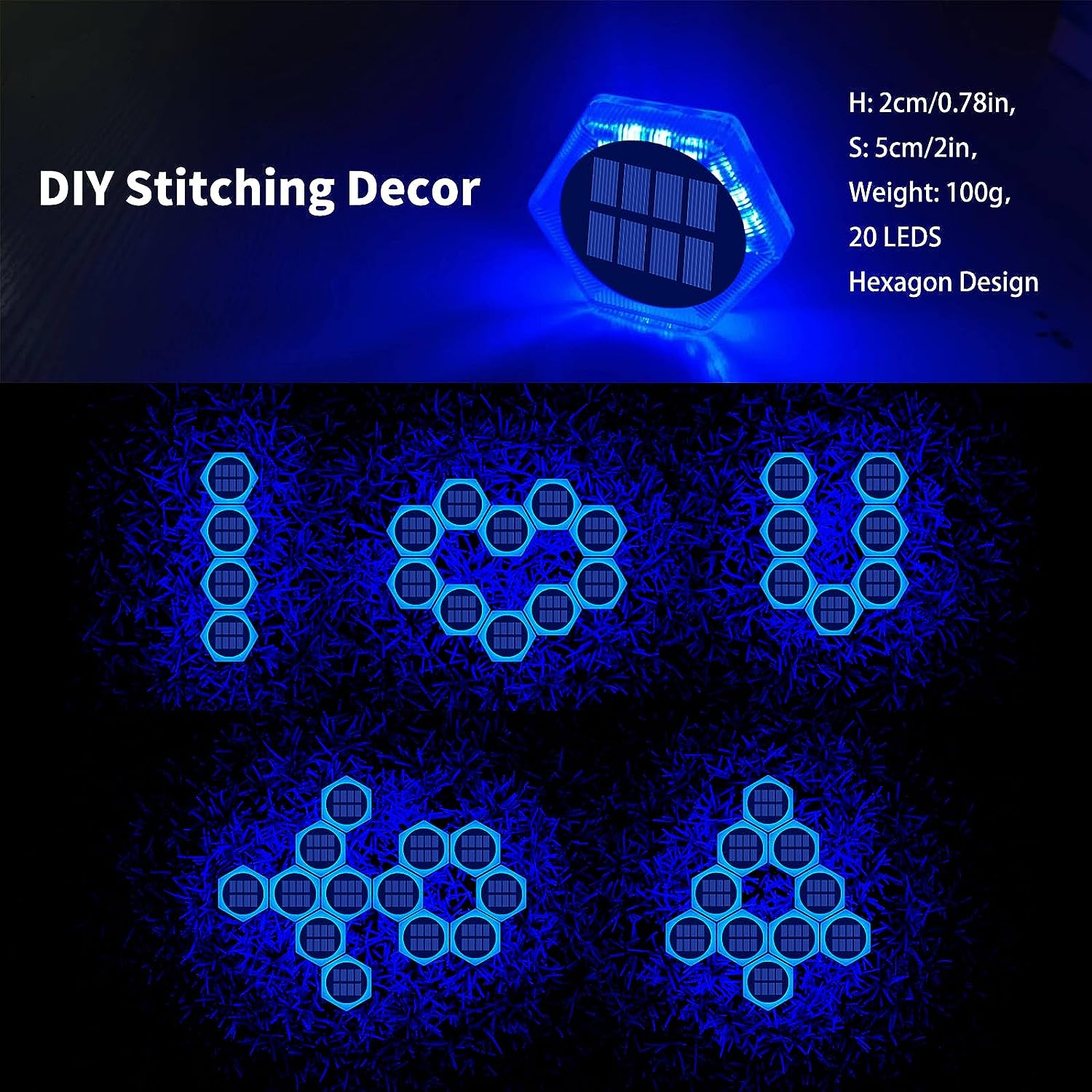 (Warm White) 6 Pack Solar Driveway Lights Outdoor IP68 Waterproof Blue Deck Step Lights Solar Stair Lights Stick on Dock Garage Pool Fence