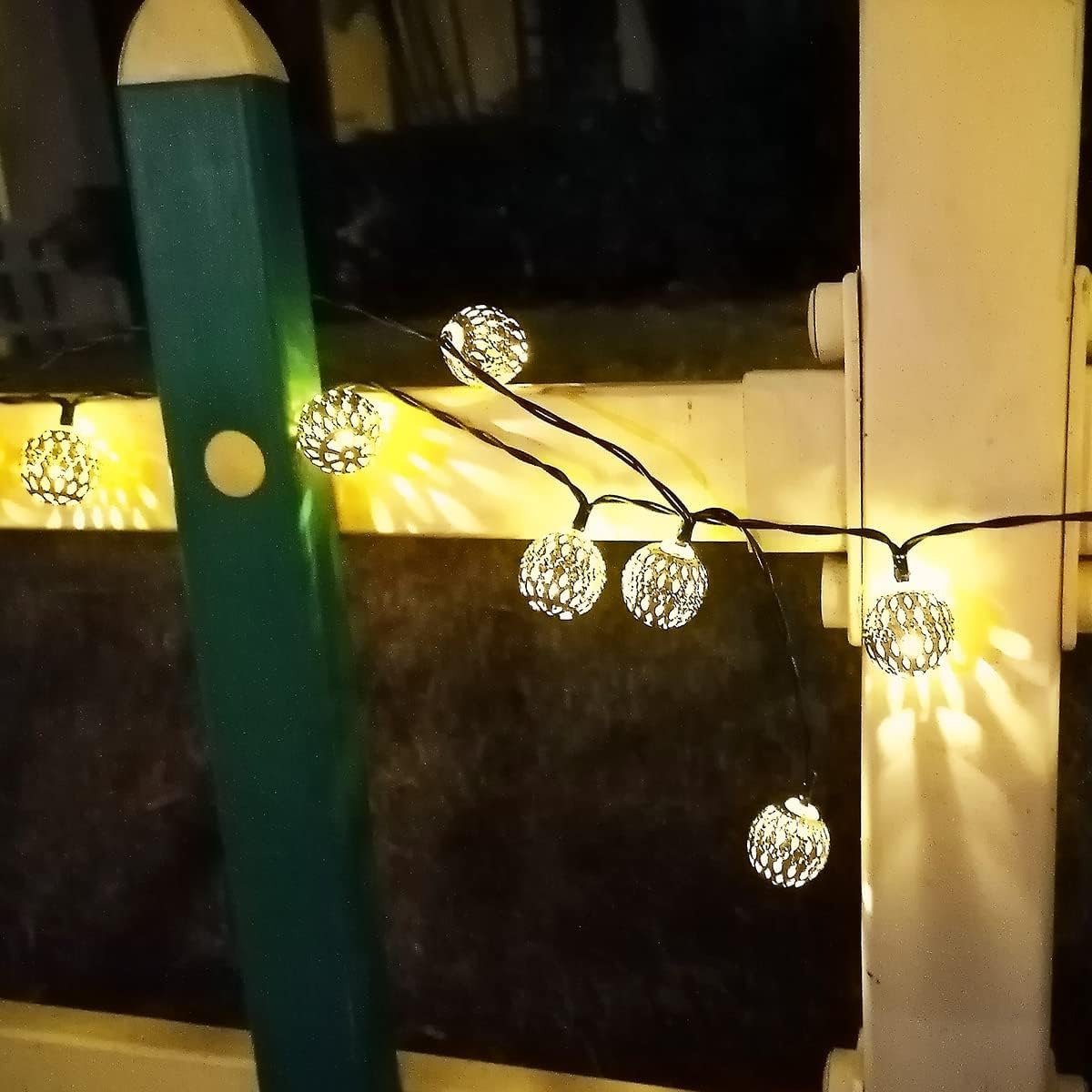 (Warm White-Warm White) Solar String Lights Outdoor 8 Modes 23ft 50LED Garden Lights Solar Fairy Lights Waterproof Lighting for Gazebo Fence Wall Patio 
