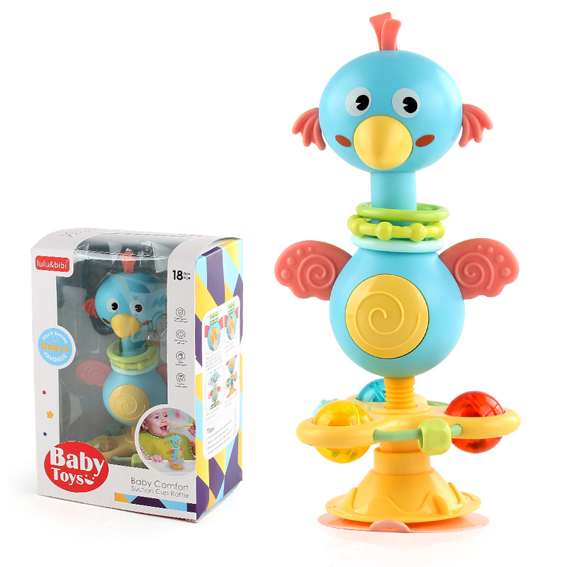 (bird) Baby Rattles Set Infant High Chair Toys Suction Cup Grab N Spin Interactive Development Baby Tray Toy Newborn Gifts for Kids