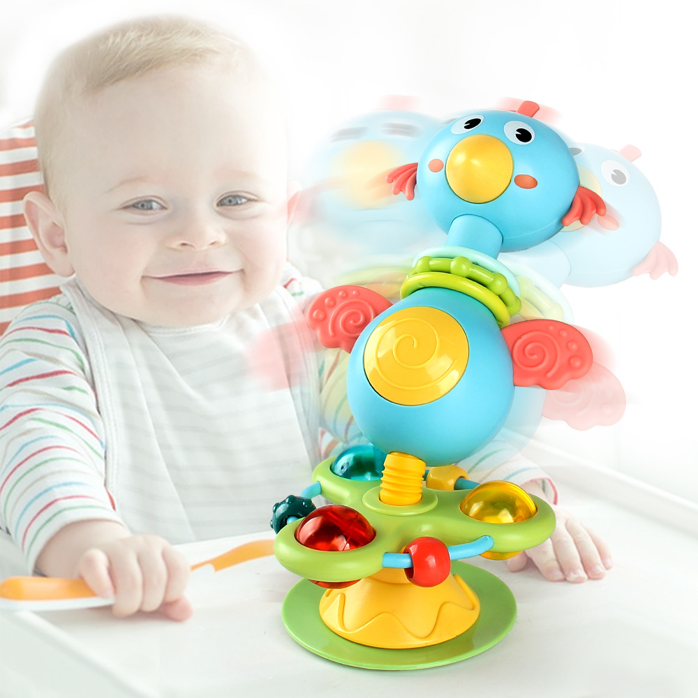 (bird) Baby Rattles Set Infant High Chair Toys Suction Cup Grab N Spin Interactive Development Baby Tray Toy Newborn Gifts for Kids