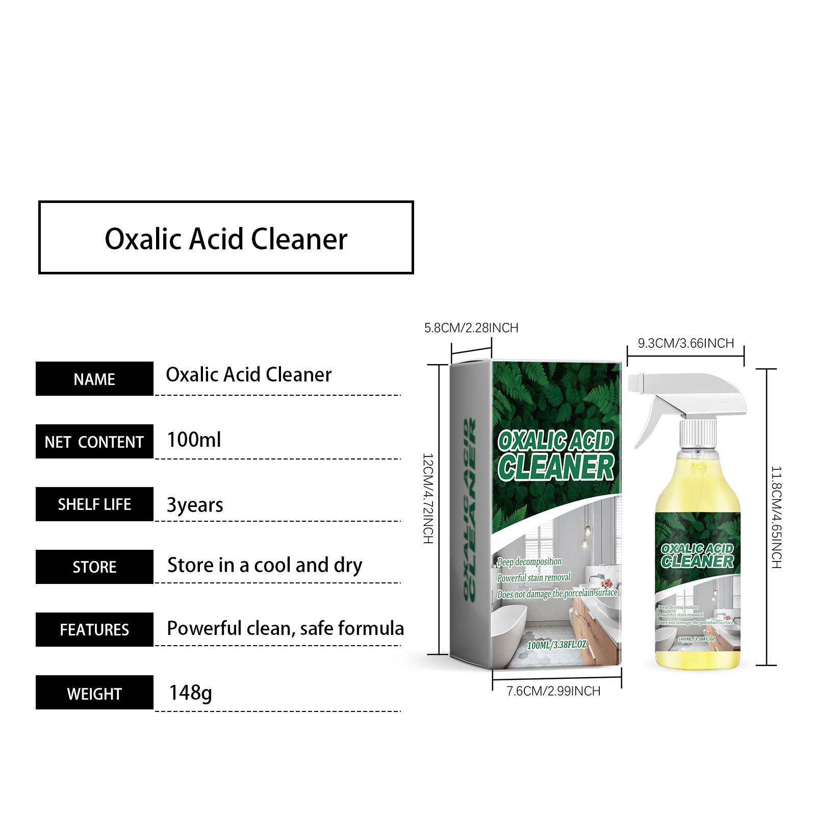 Oxalic Acid Cleaner Daily High Cleans Bright Multi Purpose Kitchen Bathroom Surface Stain Dust Remover