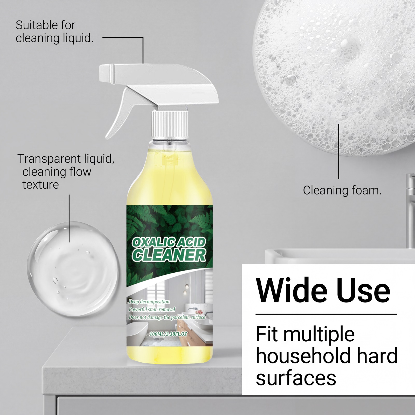 Oxalic Acid Cleaner Daily High Cleans Bright Multi Purpose Kitchen Bathroom Surface Stain Dust Remover