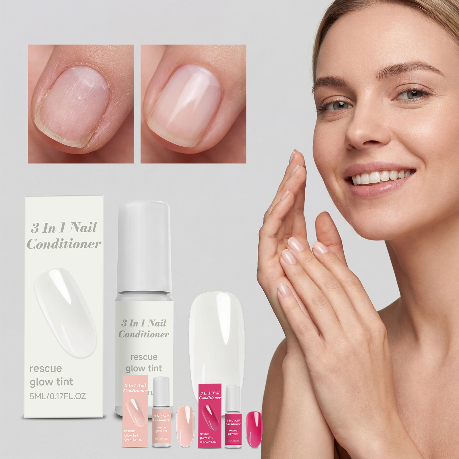 Nail Hardener Flesh Pink Daily Moisturizing Quick Dry Non Greasy Natural Gloss Protect Nail Cuticle Surface Care Liquid