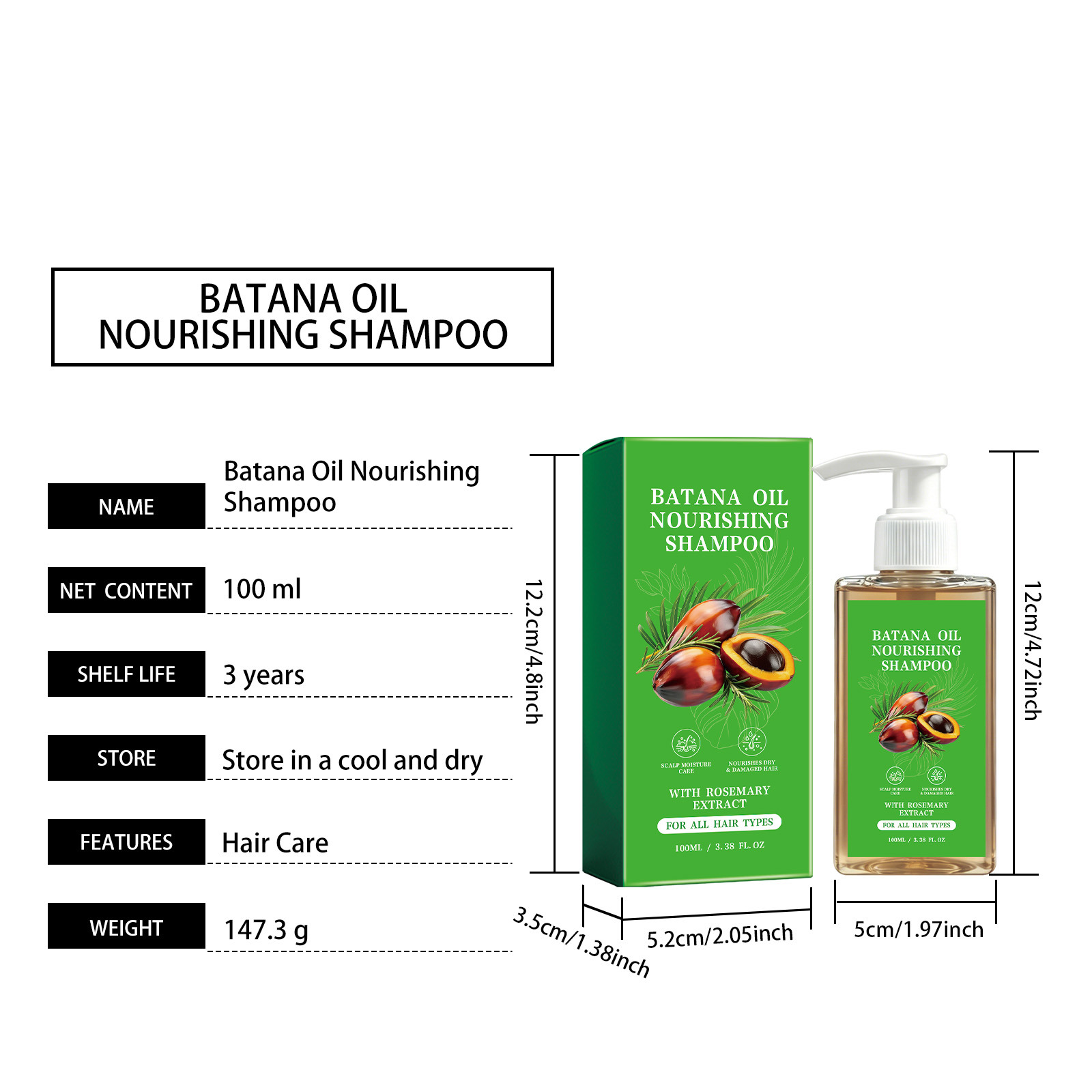 Batana Oil Shampoo Mild Clean Hair Follicle Scalp Fresh Soft Hair Nourish Tip Smooth Shiny