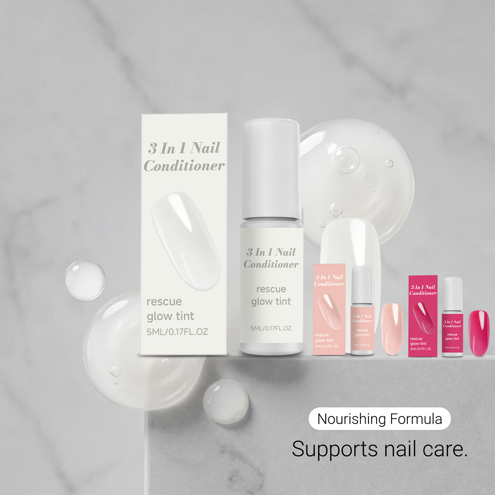 (Pink) Nail Hardener Flesh Pink Daily Moisturizing Quick Dry Non Greasy Natural Gloss Protect Nail Cuticle Surface Care Liquid