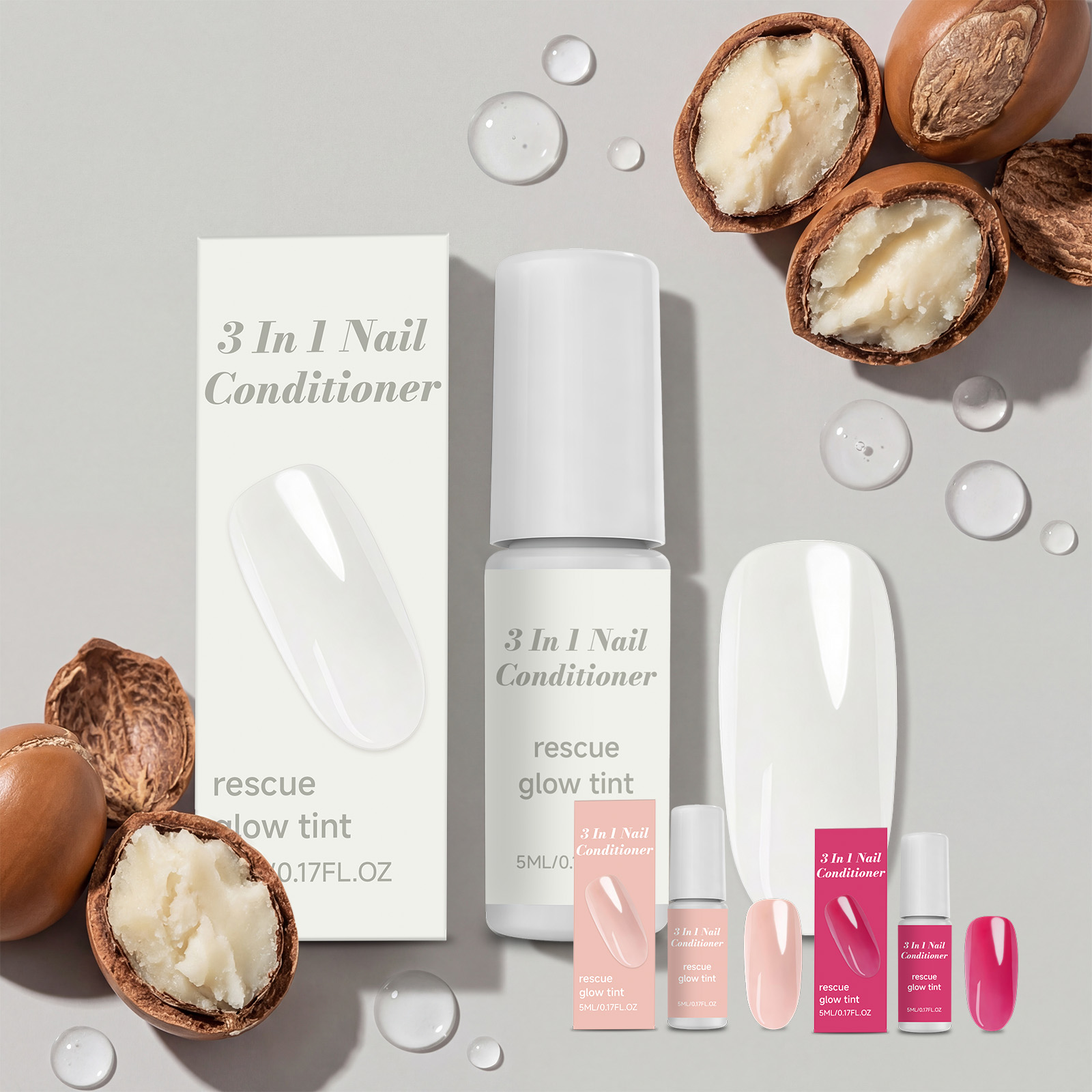 (Pink) Nail Hardener Flesh Pink Daily Moisturizing Quick Dry Non Greasy Natural Gloss Protect Nail Cuticle Surface Care Liquid
