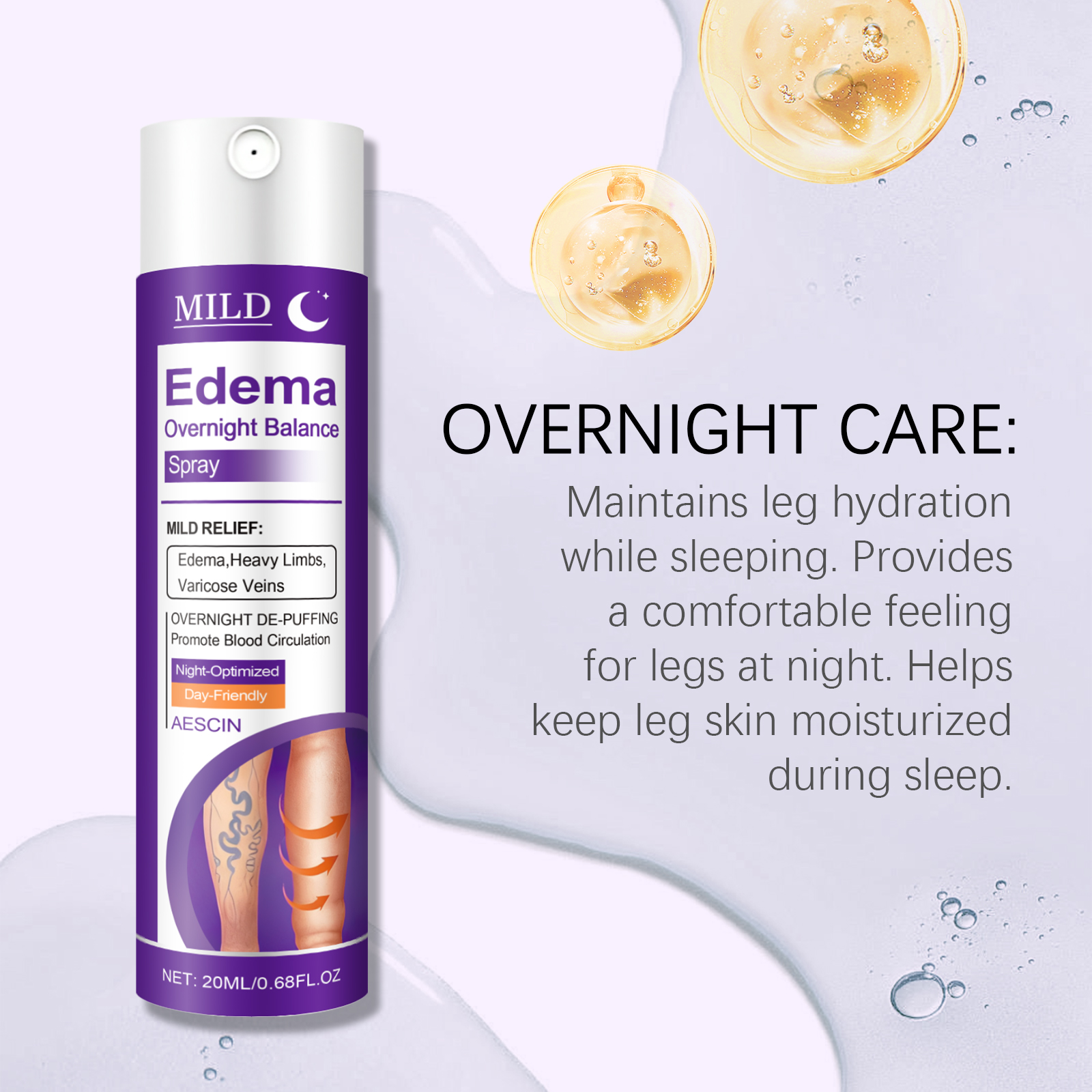 Night Care Spray Daily Pre Sleep Moisturizing Massage Care Leg Skin Light Comfort Nourishing Mist