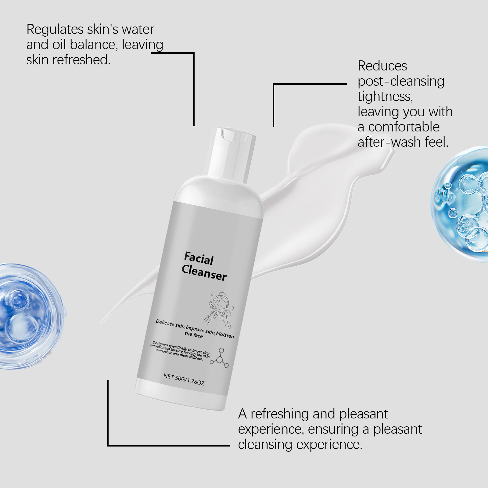 Facial Cleanser Gentle Nourishing Hydrating Remove Skin Oil Moist Care Non Tight Skin Surface Clean Soft Balance Repair Fresh