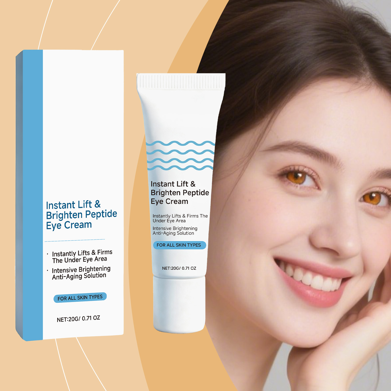 Peptide Eye Cream Mild Ingredients Hydrating Elastic Daily Smooth Brightening Care Eye Skin Area