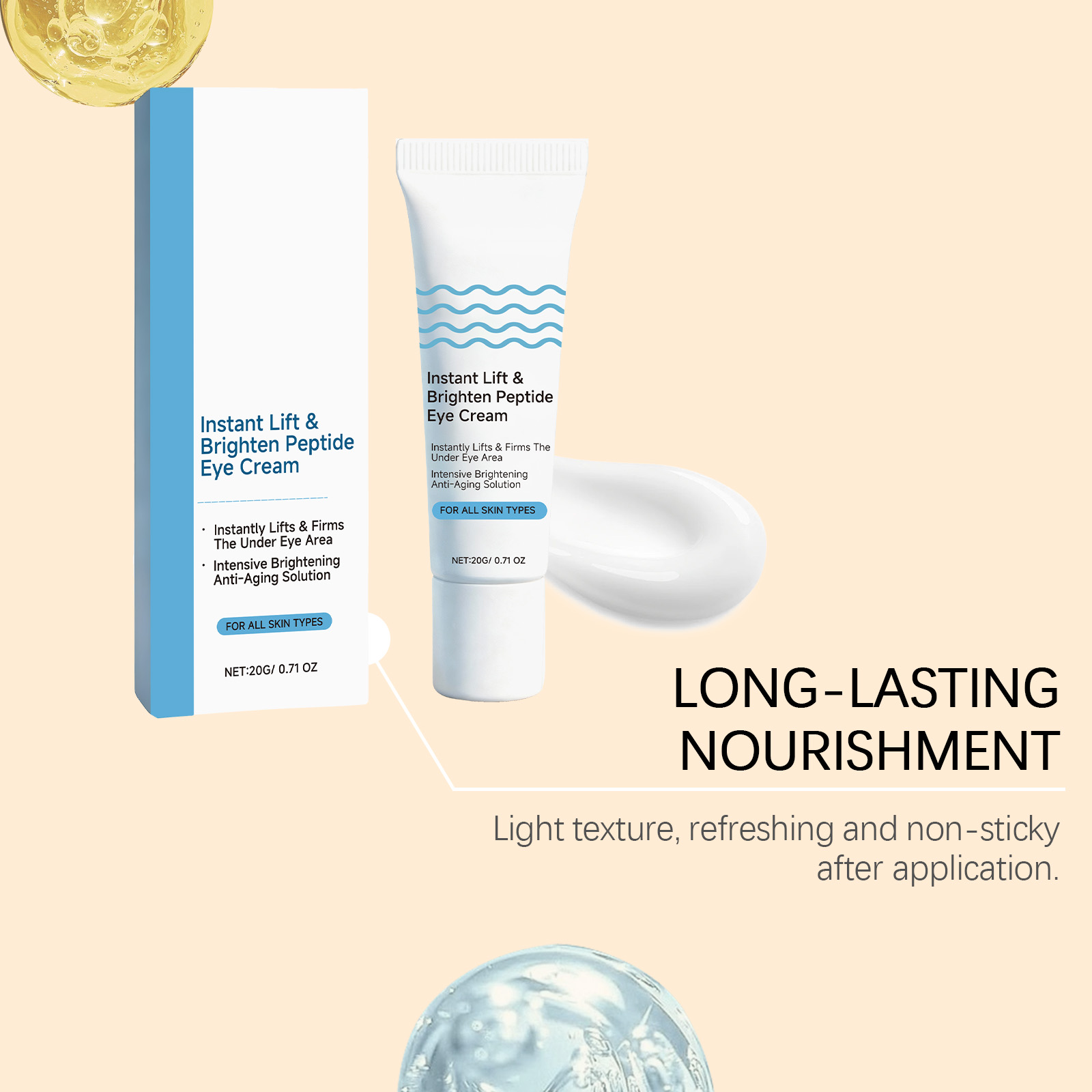 Peptide Eye Cream Mild Ingredients Hydrating Elastic Daily Smooth Brightening Care Eye Skin Area
