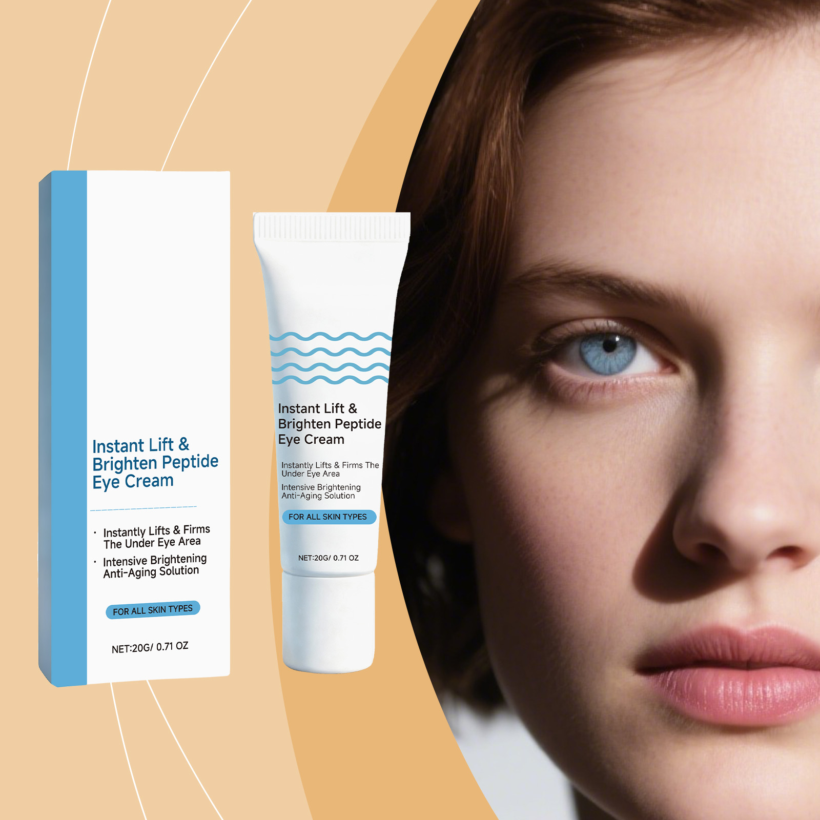 Peptide Eye Cream Mild Ingredients Hydrating Elastic Daily Smooth Brightening Care Eye Skin Area