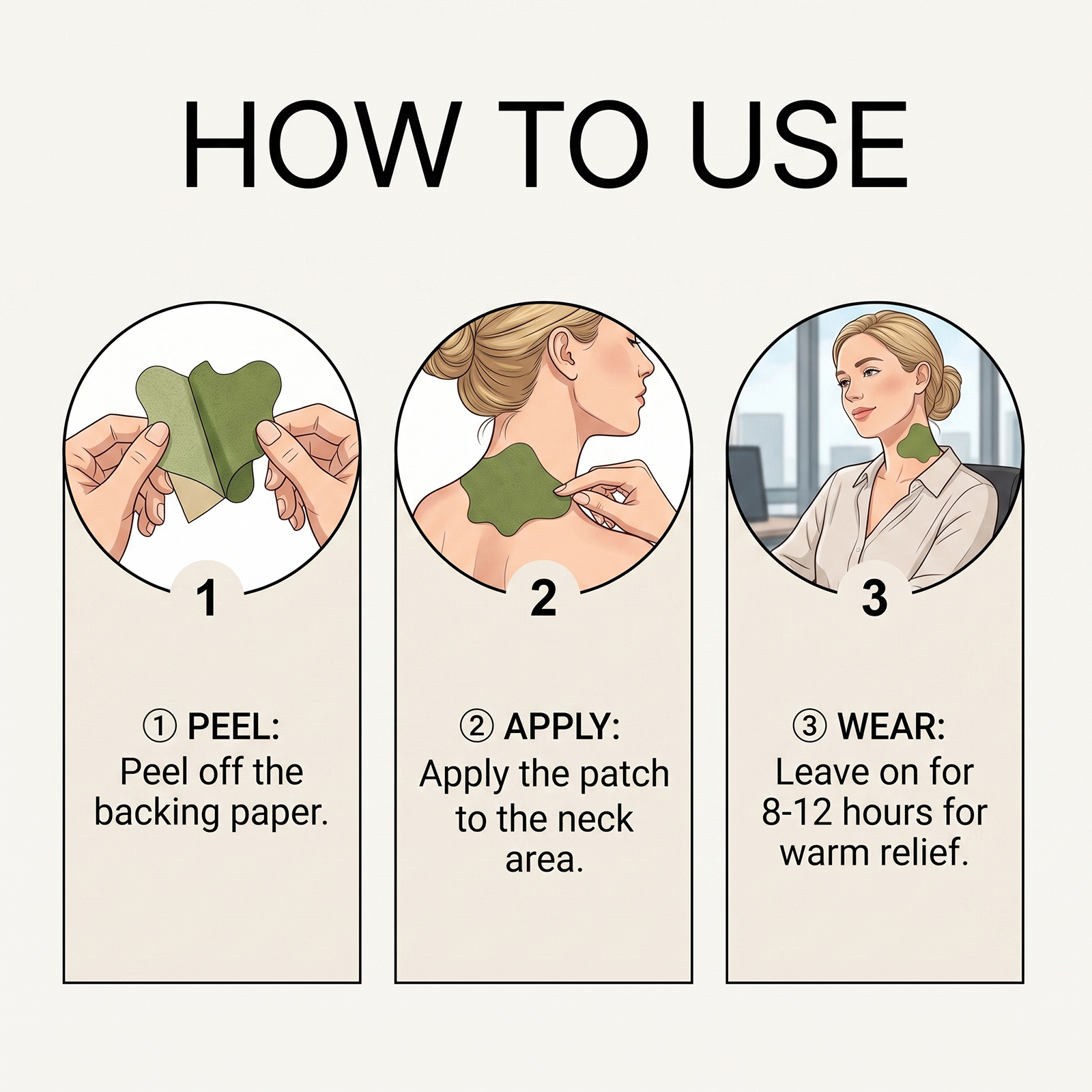 Mugwort Neck Patch Fit Shoulder Outline Mild Moist Ease Skin Tension Body Care Sticker
