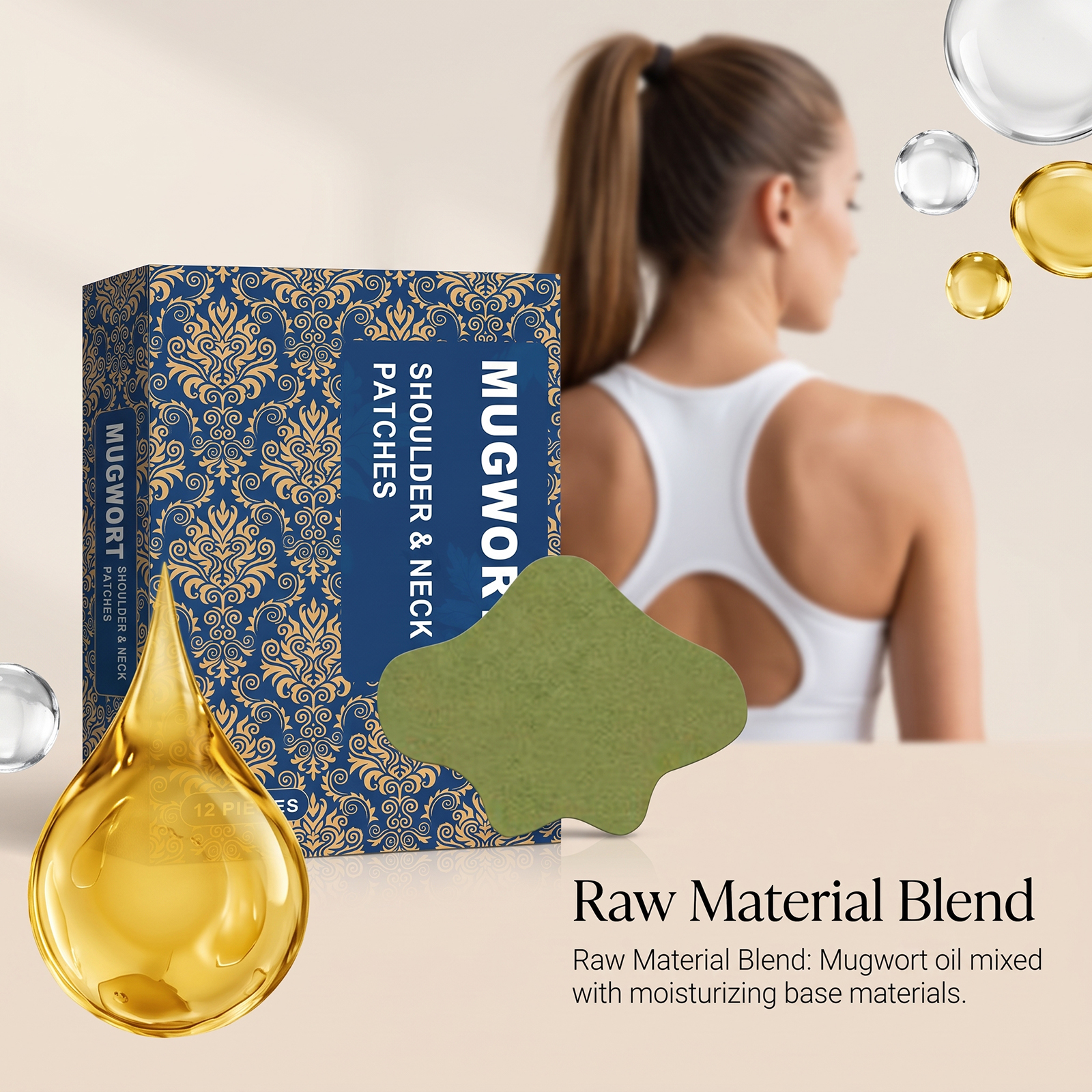 Mugwort Neck Patch Fit Shoulder Outline Mild Moist Ease Skin Tension Body Care Sticker