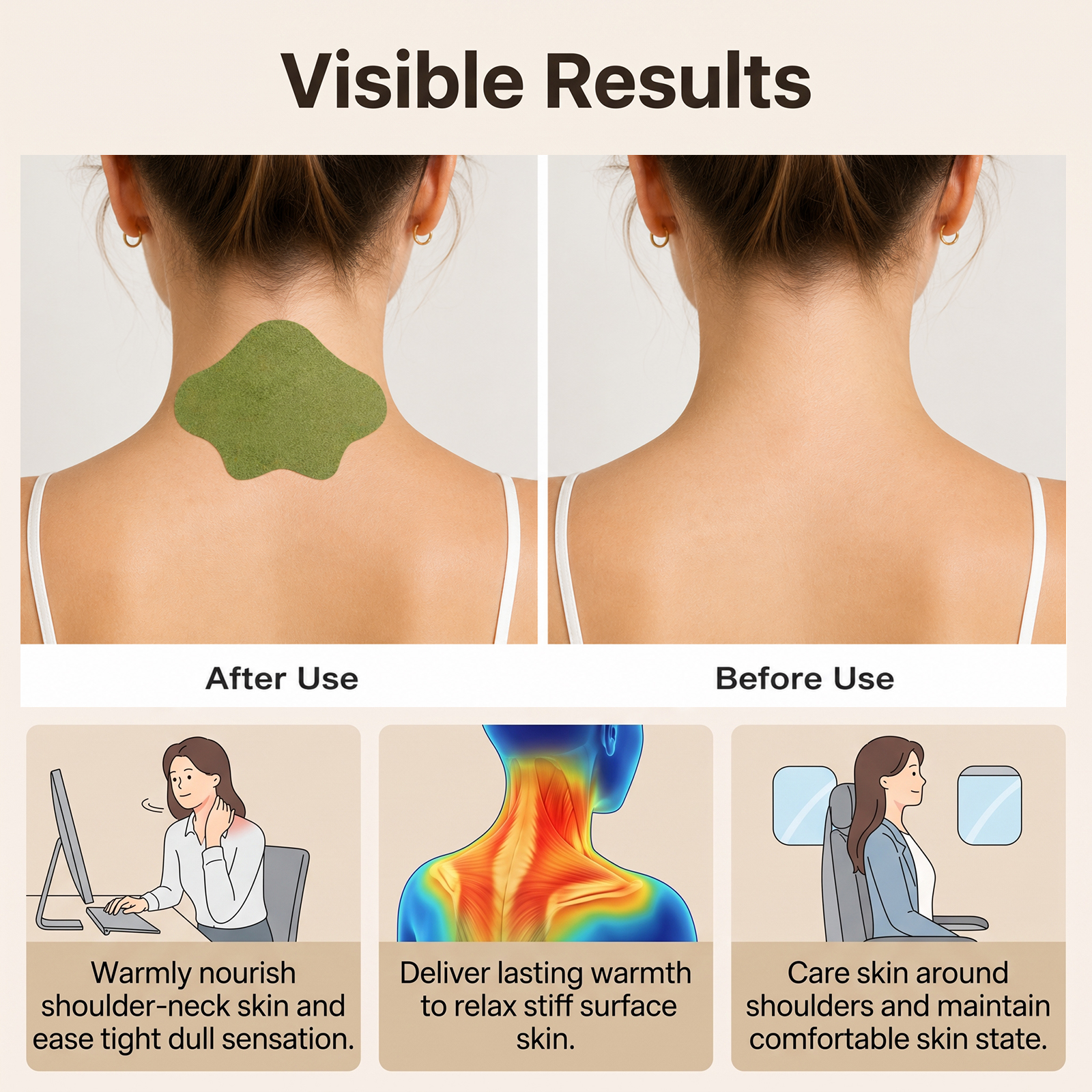 Mugwort Neck Patch Fit Shoulder Outline Mild Moist Ease Skin Tension Body Care Sticker