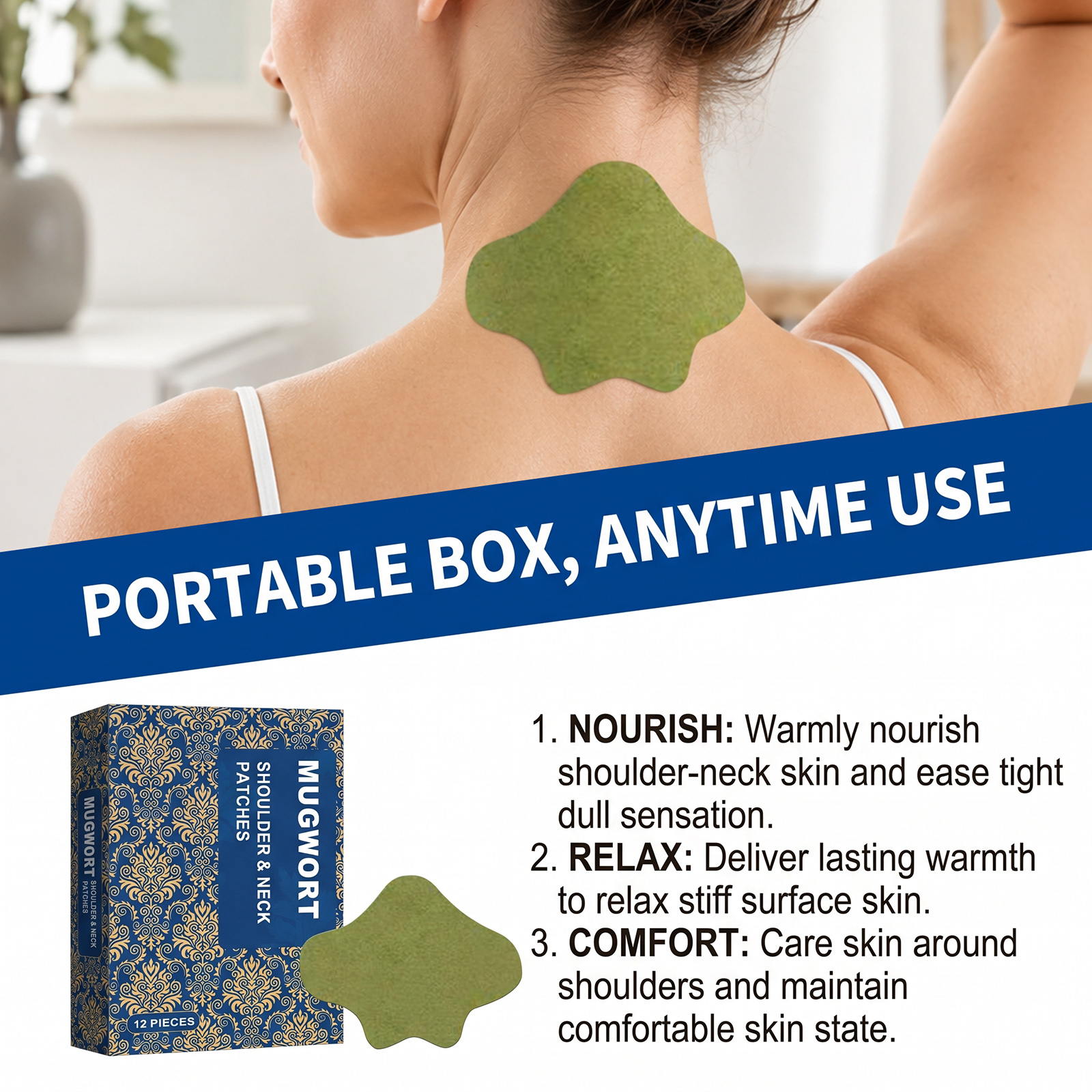 Mugwort Neck Patch Fit Shoulder Outline Mild Moist Ease Skin Tension Body Care Sticker