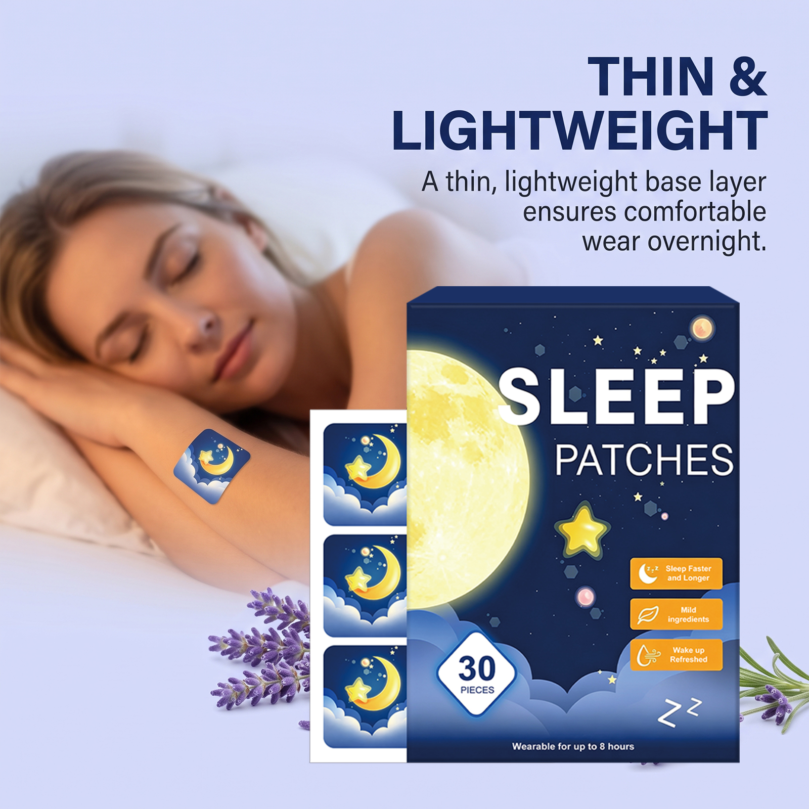 Sleep Care Patch Thin Light Skin Friendly Slow Release Fragrance Mild Wear All Night Non Sticky Care Patch