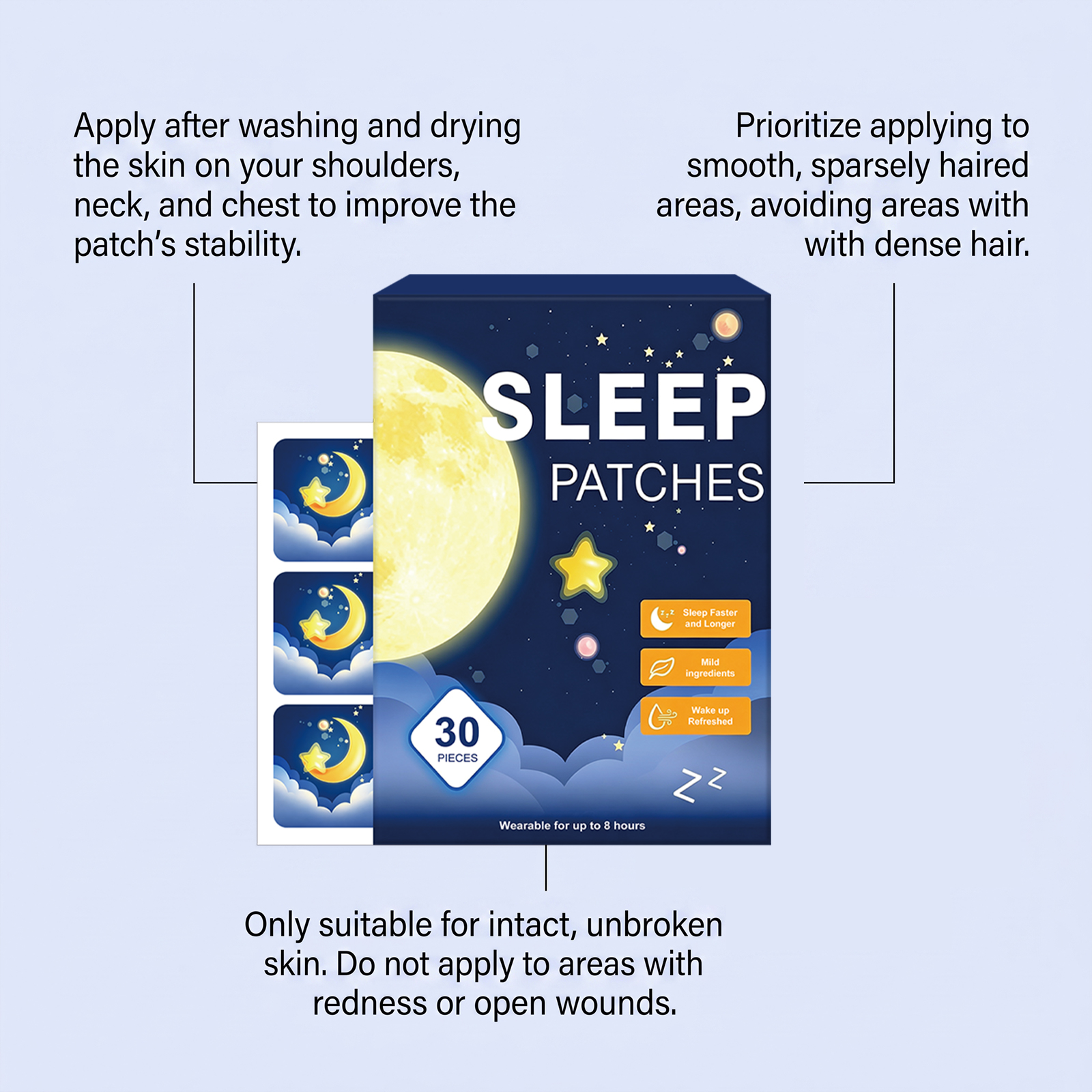 Sleep Care Patch Thin Light Skin Friendly Slow Release Fragrance Mild Wear All Night Non Sticky Care Patch