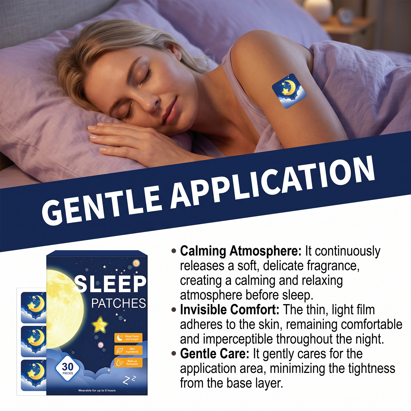 Sleep Care Patch Thin Light Skin Friendly Slow Release Fragrance Mild Wear All Night Non Sticky Care Patch