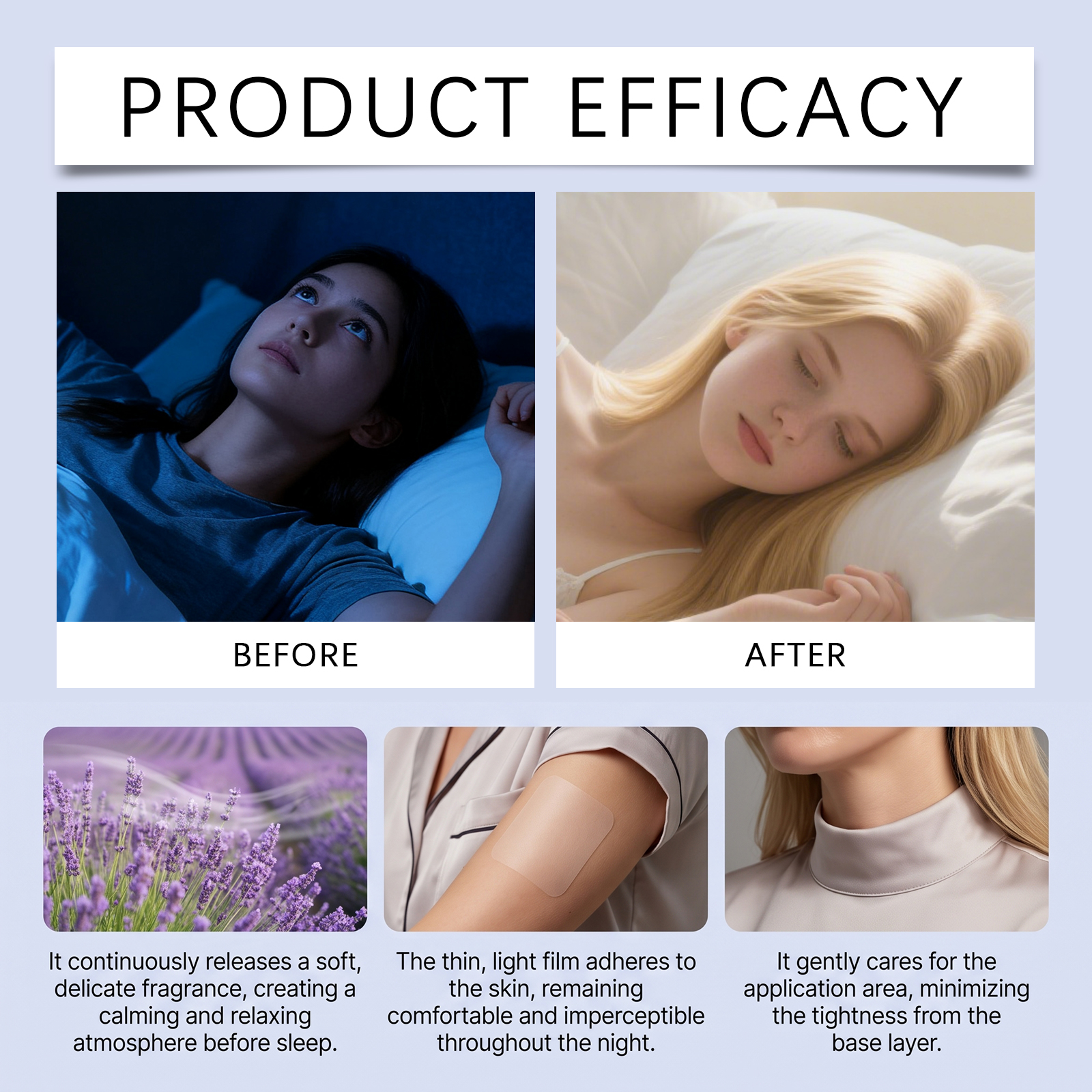 Sleep Care Patch Thin Light Skin Friendly Slow Release Fragrance Mild Wear All Night Non Sticky Care Patch