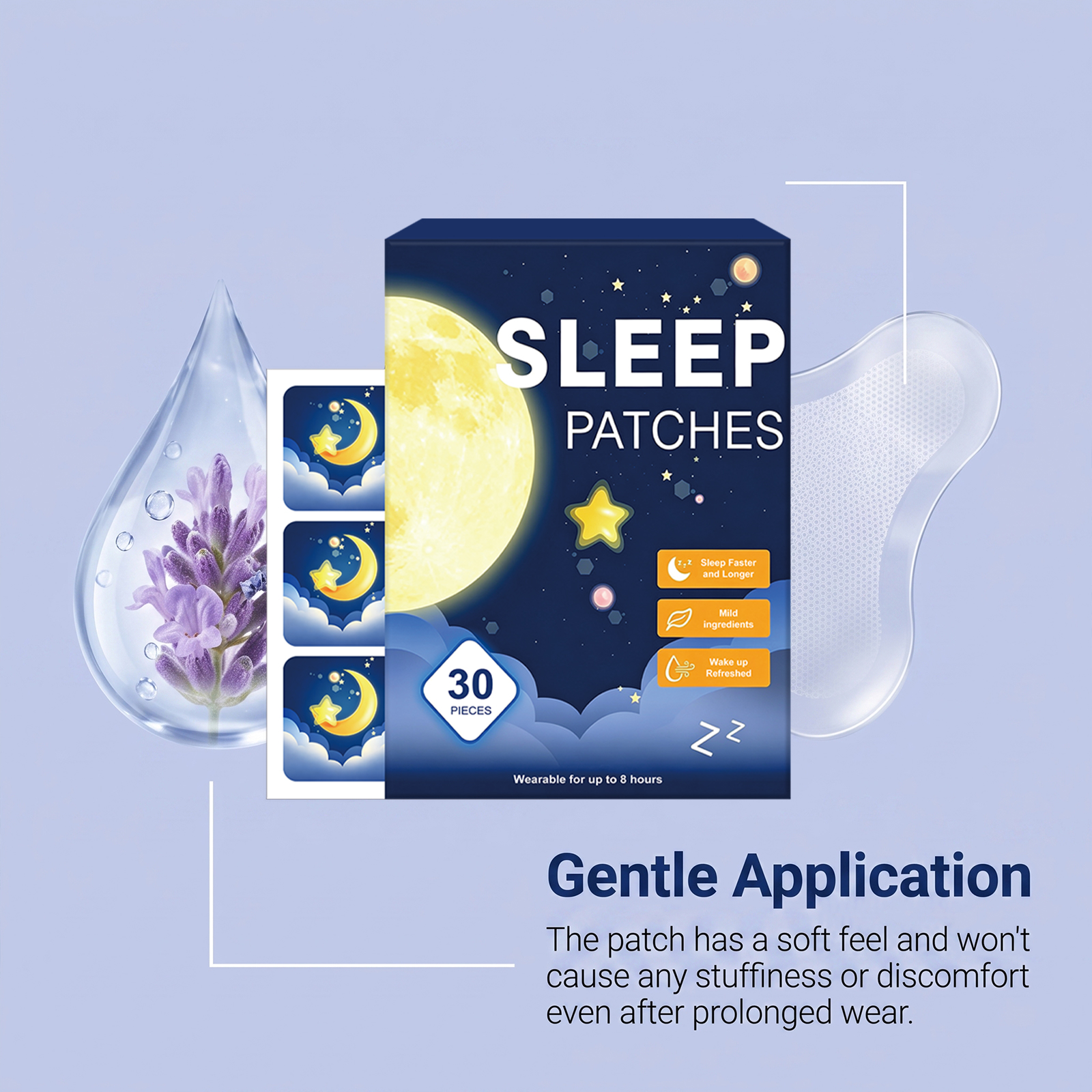 Sleep Care Patch Thin Light Skin Friendly Slow Release Fragrance Mild Wear All Night Non Sticky Care Patch