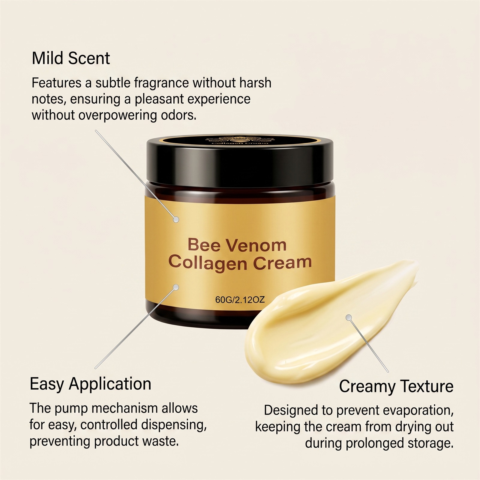 Bee Venom Care Cream Daily Hydrating Tender Body Skin Moisturizing Light Fine Gloss Mild Nursing Lotion