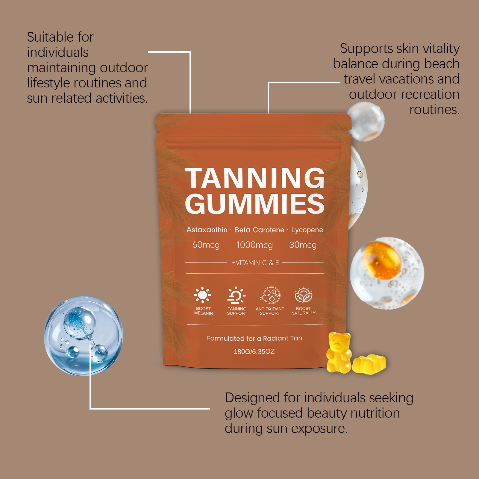 Black Soft Candy Mild Formula Nourishes Body Skin Supplements Daily Multiple Nutrients Radiates Sunny Vitality