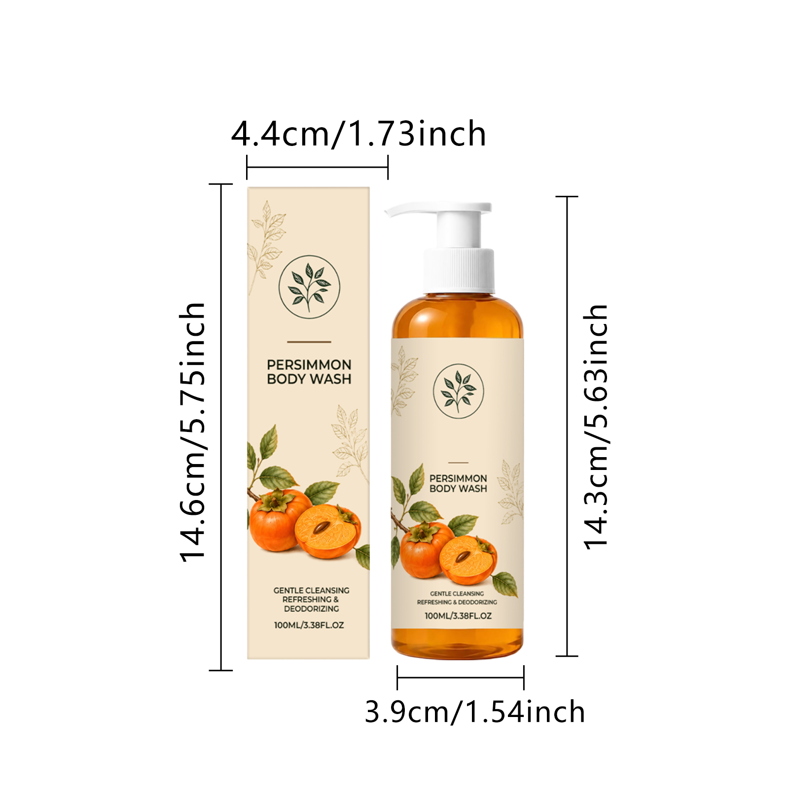 Persimmon Refreshing Body Wash Mild Texture Cleanses Body Skin For Daily Use Comfortable Non Sticky After Rinsing
