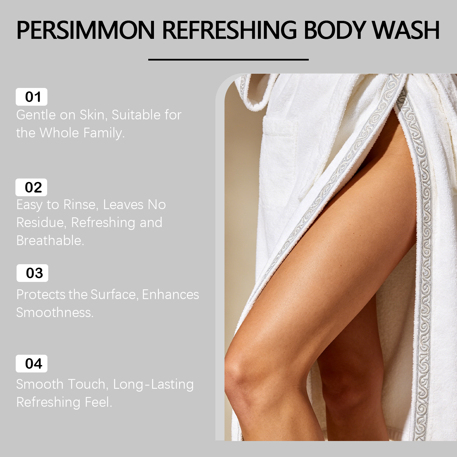 Persimmon Refreshing Body Wash Mild Texture Cleanses Body Skin For Daily Use Comfortable Non Sticky After Rinsing