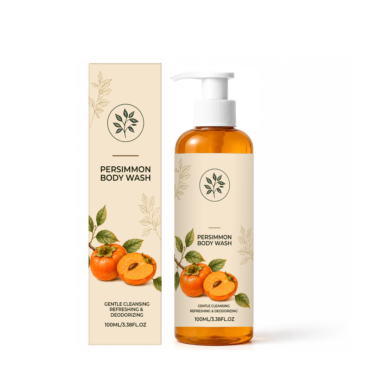 Persimmon Refreshing Body Wash Mild Texture Cleanses Body Skin For Daily Use Comfortable Non Sticky After Rinsing