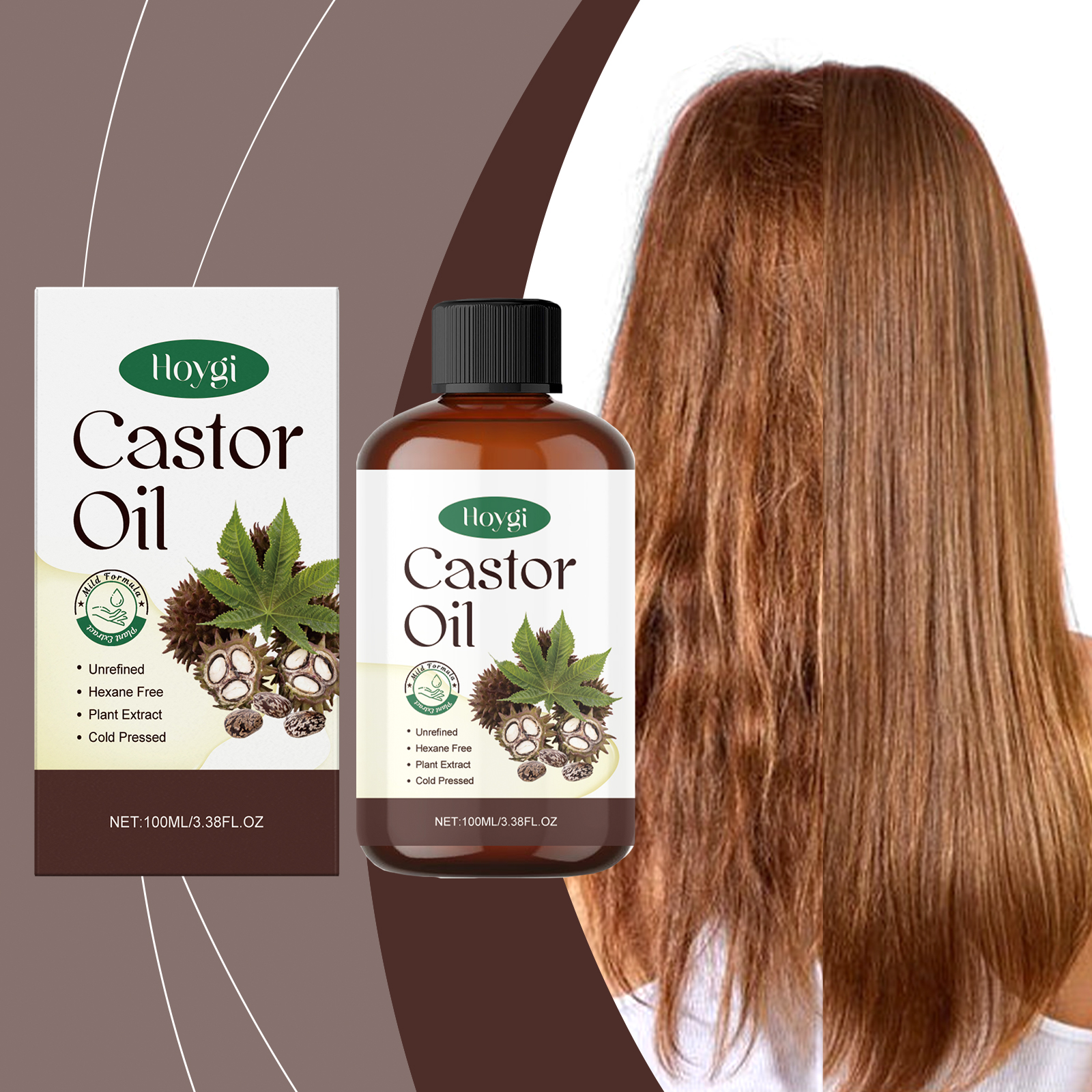 Organic Castor Oil Nourishes Hydrates Skin Body Eyebrows Hair Moisturizing Massage Care Oil