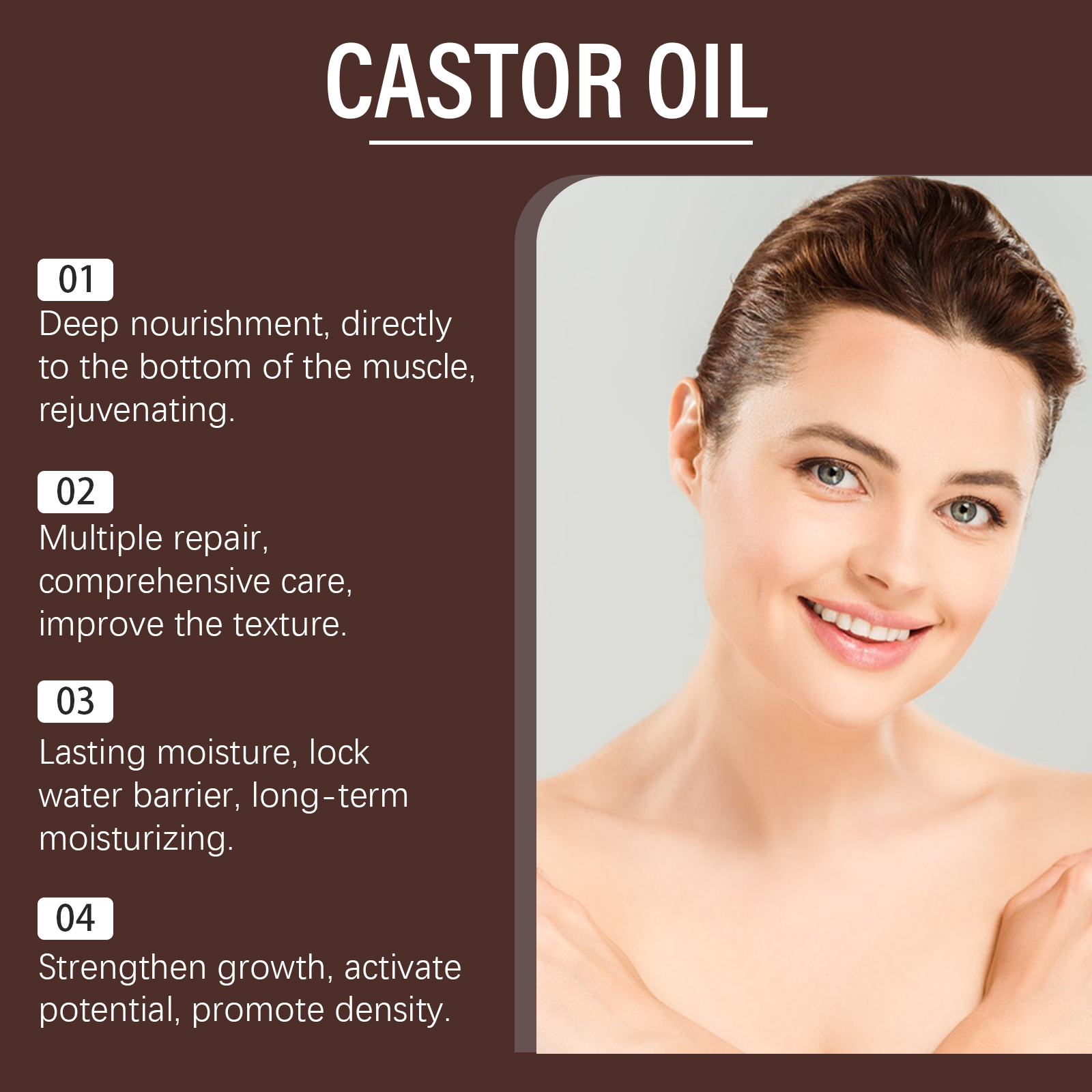 Organic Castor Oil Nourishes Hydrates Skin Body Eyebrows Hair Moisturizing Massage Care Oil