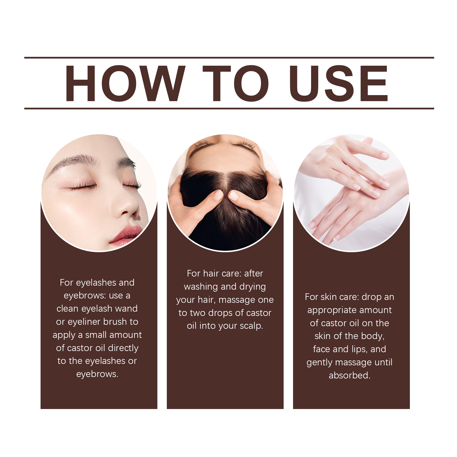Organic Castor Oil Nourishes Hydrates Skin Body Eyebrows Hair Moisturizing Massage Care Oil
