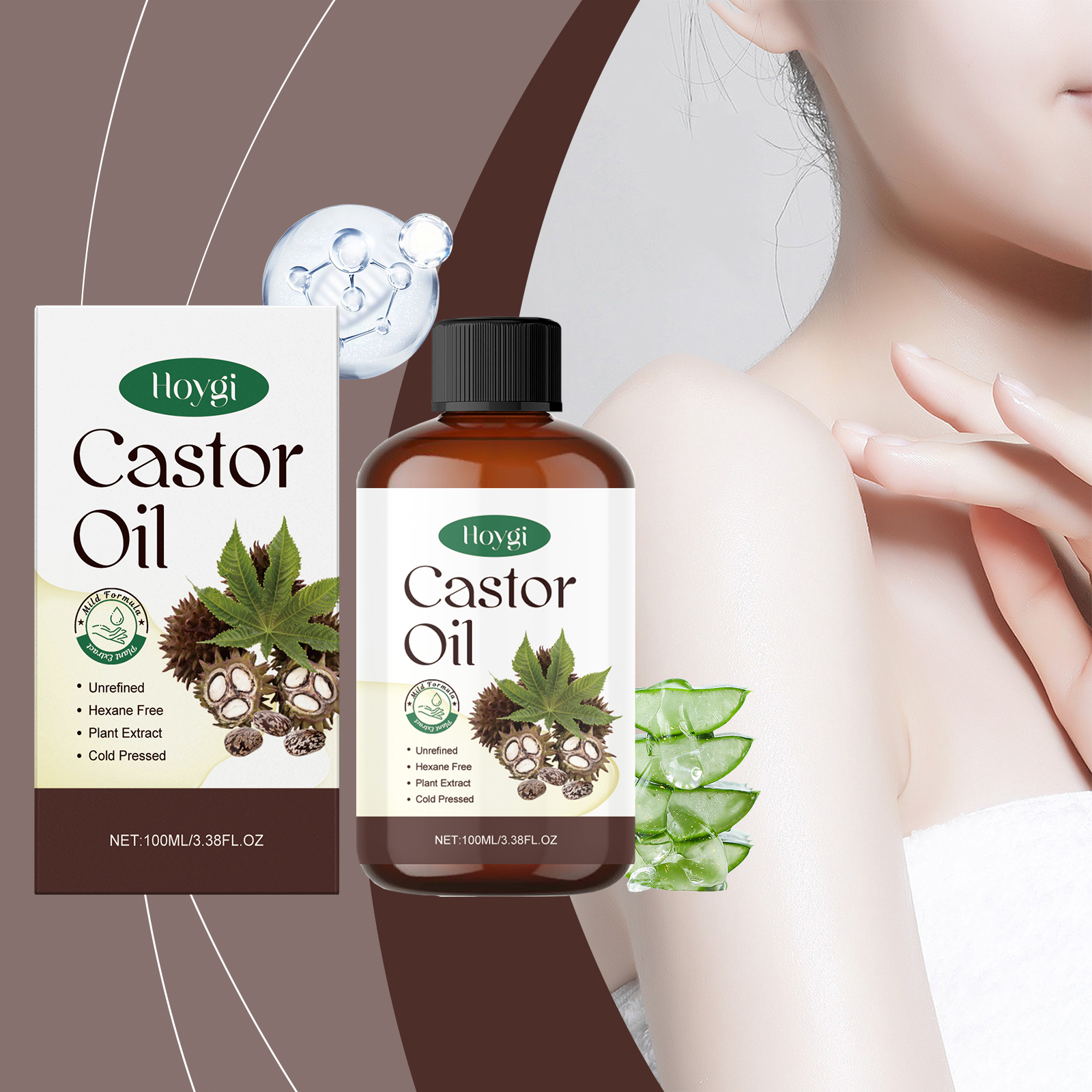 Organic Castor Oil Nourishes Hydrates Skin Body Eyebrows Hair Moisturizing Massage Care Oil