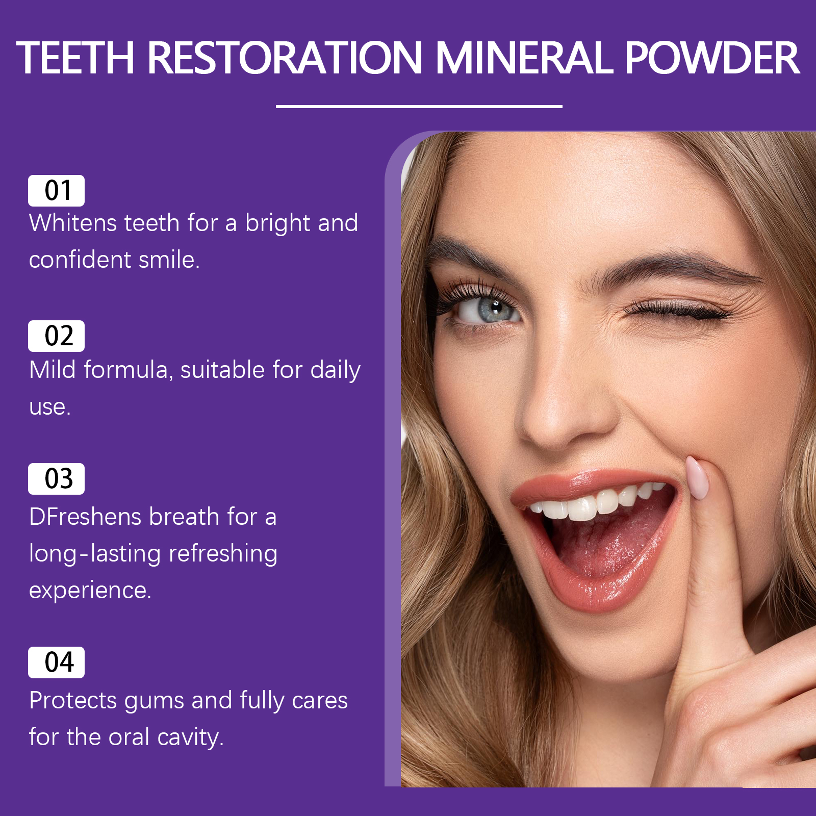 Purple Teeth Whitening Powder Stain Removal Gentle Cleaning For Fresh Breath Daily Oral Care
