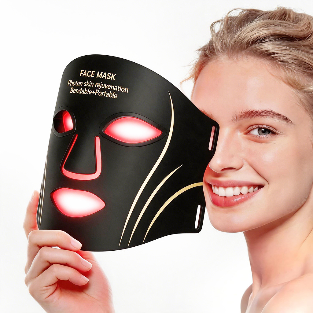 (Light Therapy Neck Face Mask) Wireless LED Light Face Mask Red Light Therapy Face Mask for Face Neck Silicone Beauty Device for Anti-Aging Acne Wrinkle Reduction for Home Travel Yoga Work