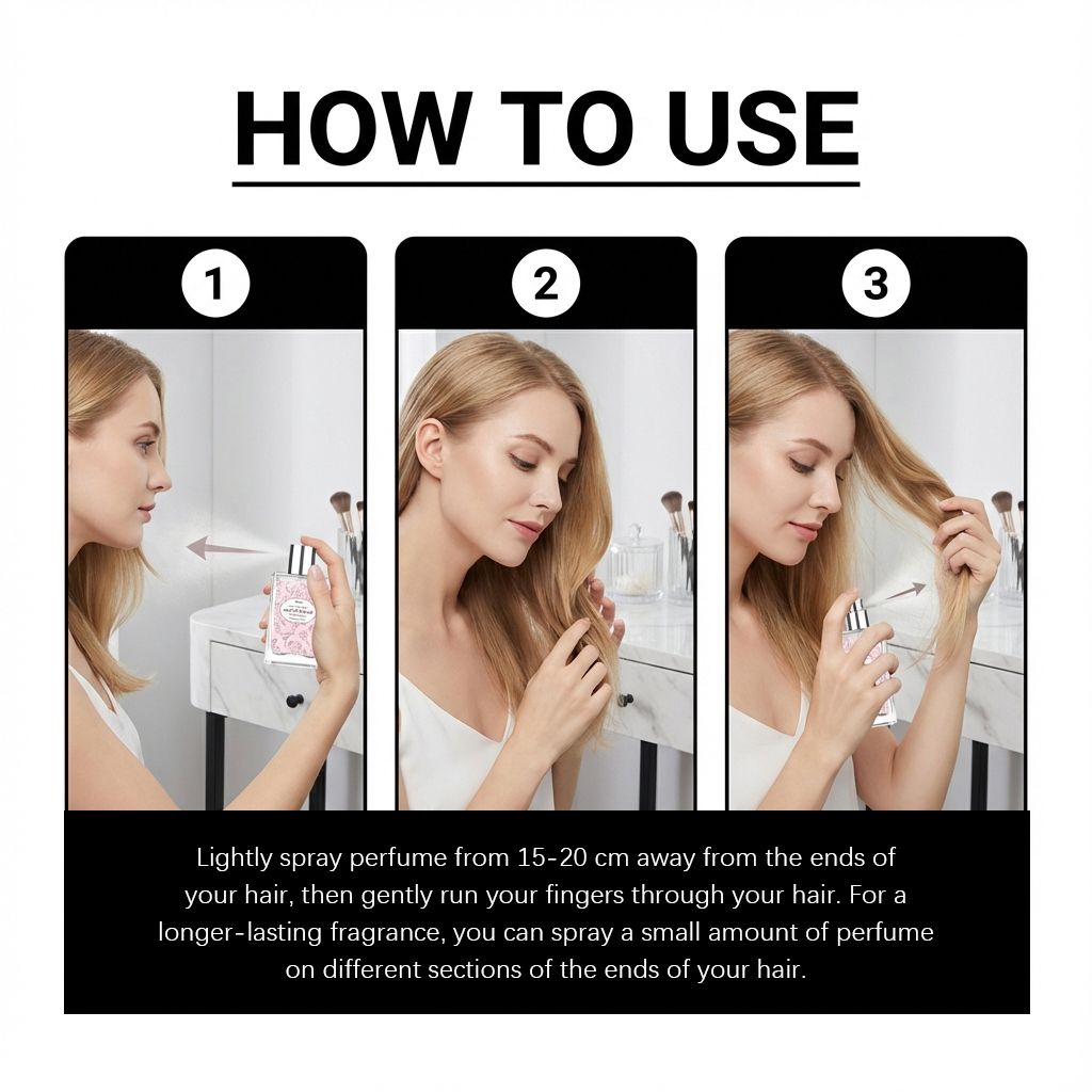 Rose Hair Perfume Spray Gentle Fresh Elegant Portable For Daily Hair Care 50ml