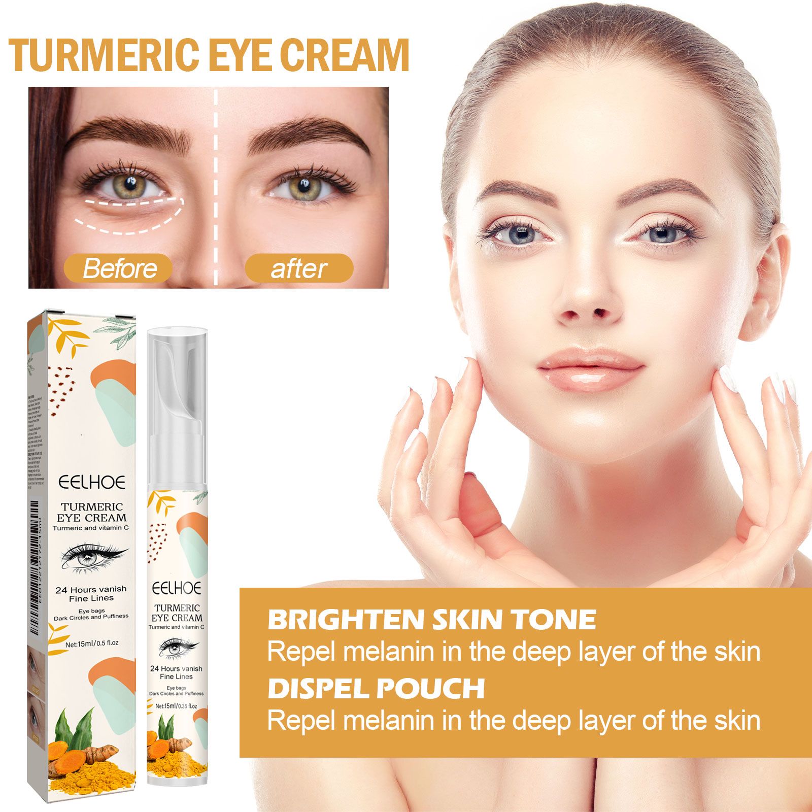 Turmeric Eye Cream Brightening For Dark Circles Puffiness And Fine Lines Daily Care