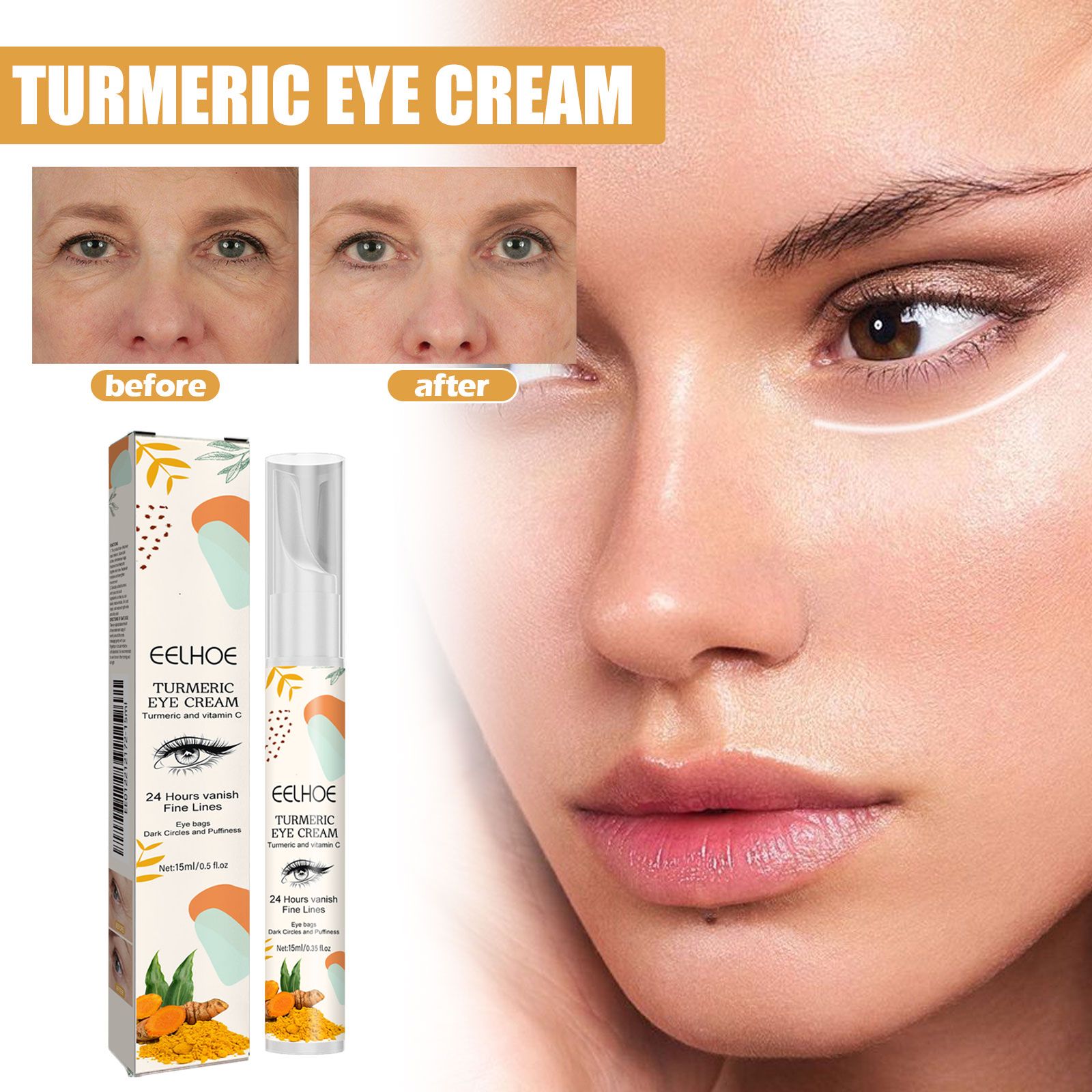 Turmeric Eye Cream Brightening For Dark Circles Puffiness And Fine Lines Daily Care