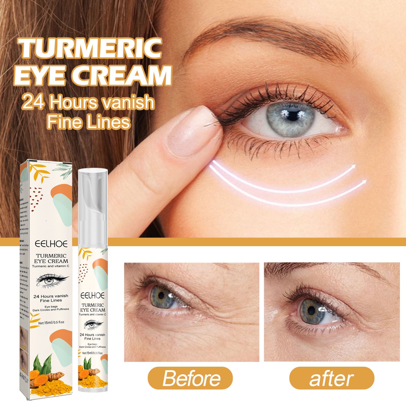 Turmeric Eye Cream Brightening For Dark Circles Puffiness And Fine Lines Daily Care
