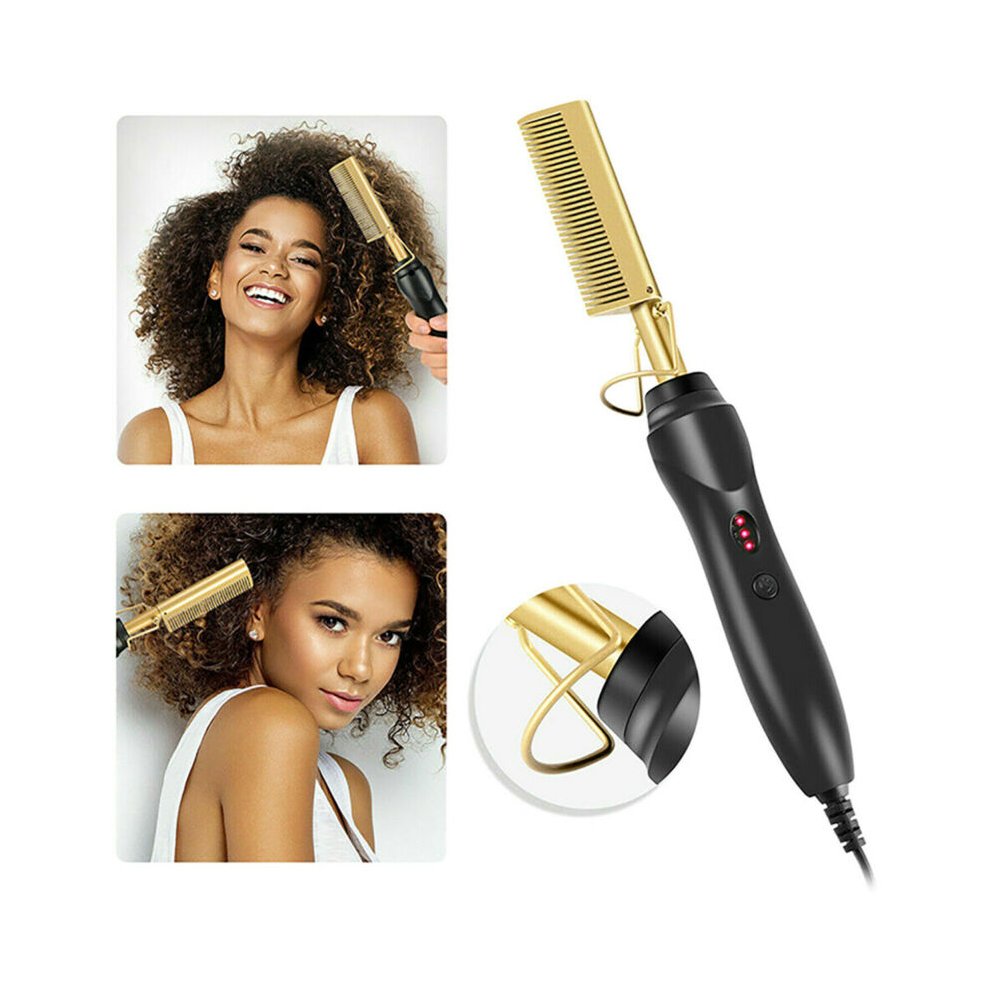 Hair Straightener Hot Comb Electric Beard Curler Brush Copper Comb Curling Iron Travel Styling Wand