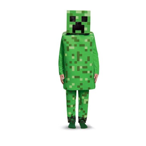 (Green-S) Halloween minecraft COS performance costume childrens three-piece set