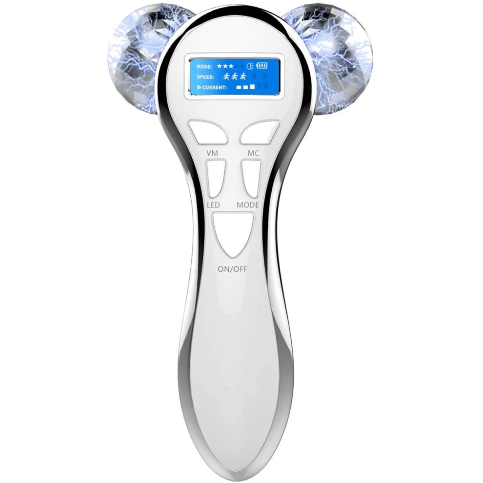 4D Microcurrent Face Massager Roller Electric Rechargeable Face Lift Roller Arms Legs Massager for Anti Aging Wrinkles Facial Massager for Women