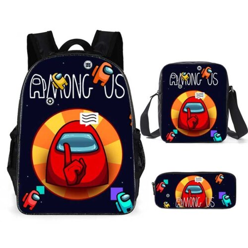 3Pcs Among Us Backpack Lunch Bag Pencil Case Schoolbag
