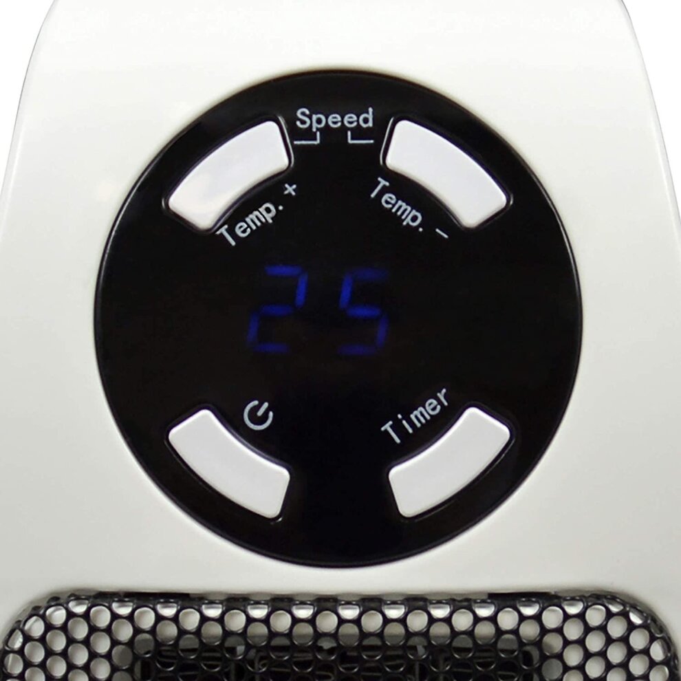 500W Smart Space Electric Fan Heater Wall Outlet Electric Space Heater as Seen on TV, Adjustable Thermostat with Remote Control and Timer and Led Display,Fast Heating Low Noise to Safe Use