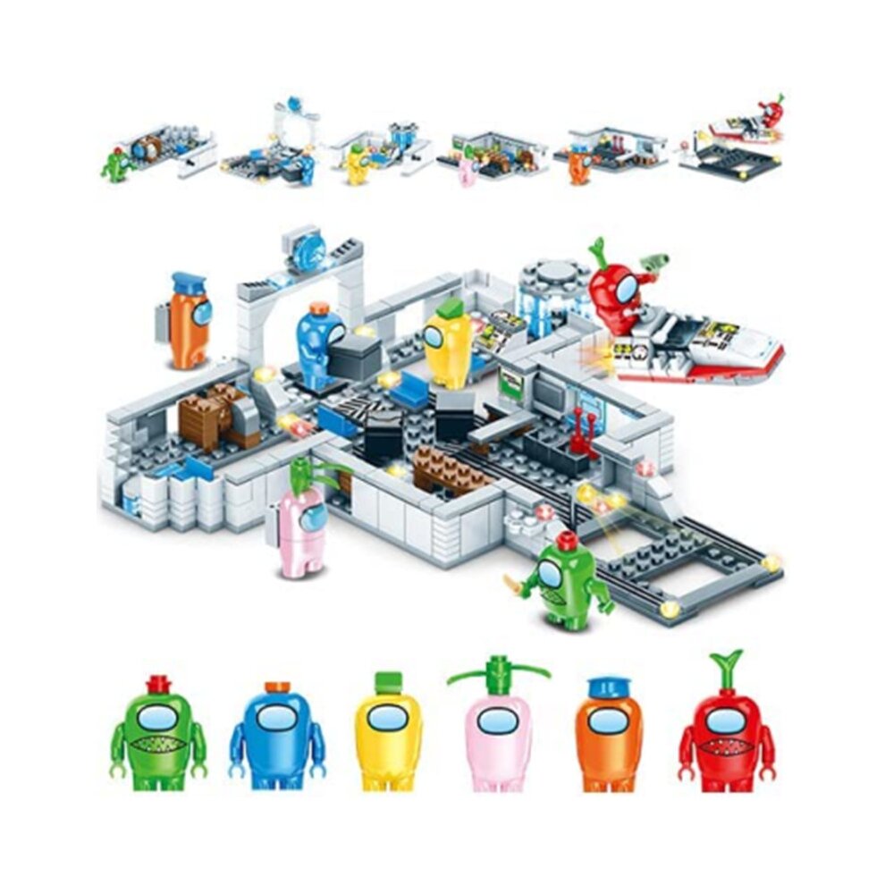 528PCS Among Us Werewolf Kill Games Building Blocks Toys,Space Alien Figures Peluche Gam
