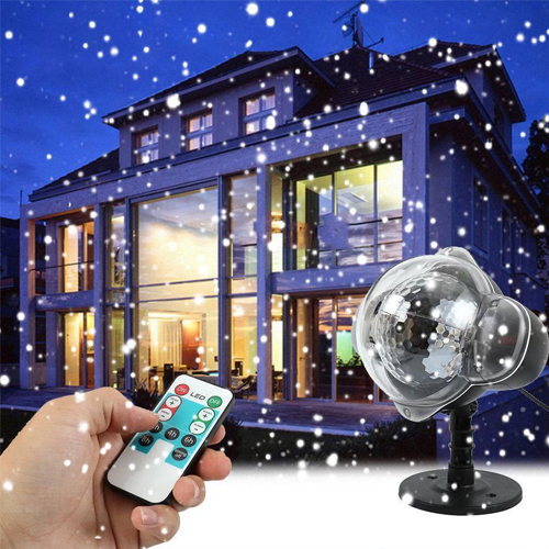 Christmas Projector Light LED Snowfall Light Rotating White Snowflake Waterproof with Wireless Remote Outdoor Indoor Use Holiday Xmas Halloween Party Wedding Patio Garden Decoration
