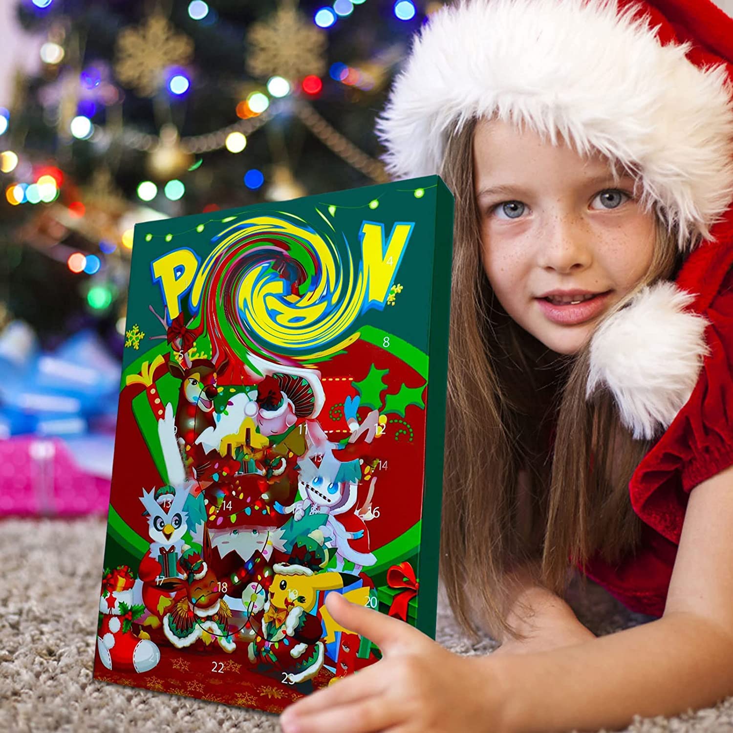 Advent Calendar 2022 Christmas Countdown Calendar with 24pcs Magic Days Anime Pokemon Figures Collectible Figures Doll Surprise Toys Xmas Gifts for Kids Boys and Girls