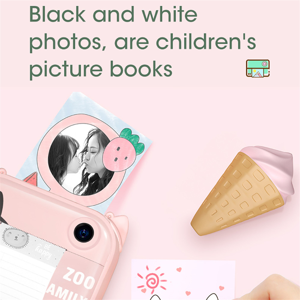 (Pink) Children Instant Print Camera Kids Mini Wifi Digital Camera Toys 1080P HD Video Camera Camcorder with 32GB TF Card Electronic Gifts for Child Teens