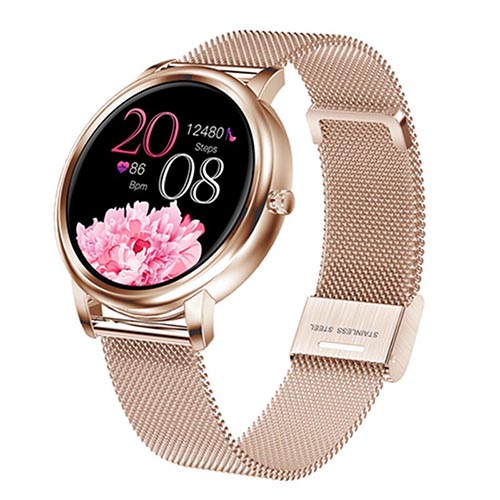 Smart Watch 1.09 Circular screen Fitness Watch for Women Blood Pressure/Heart Rate Monitor for iOS and Android Gold