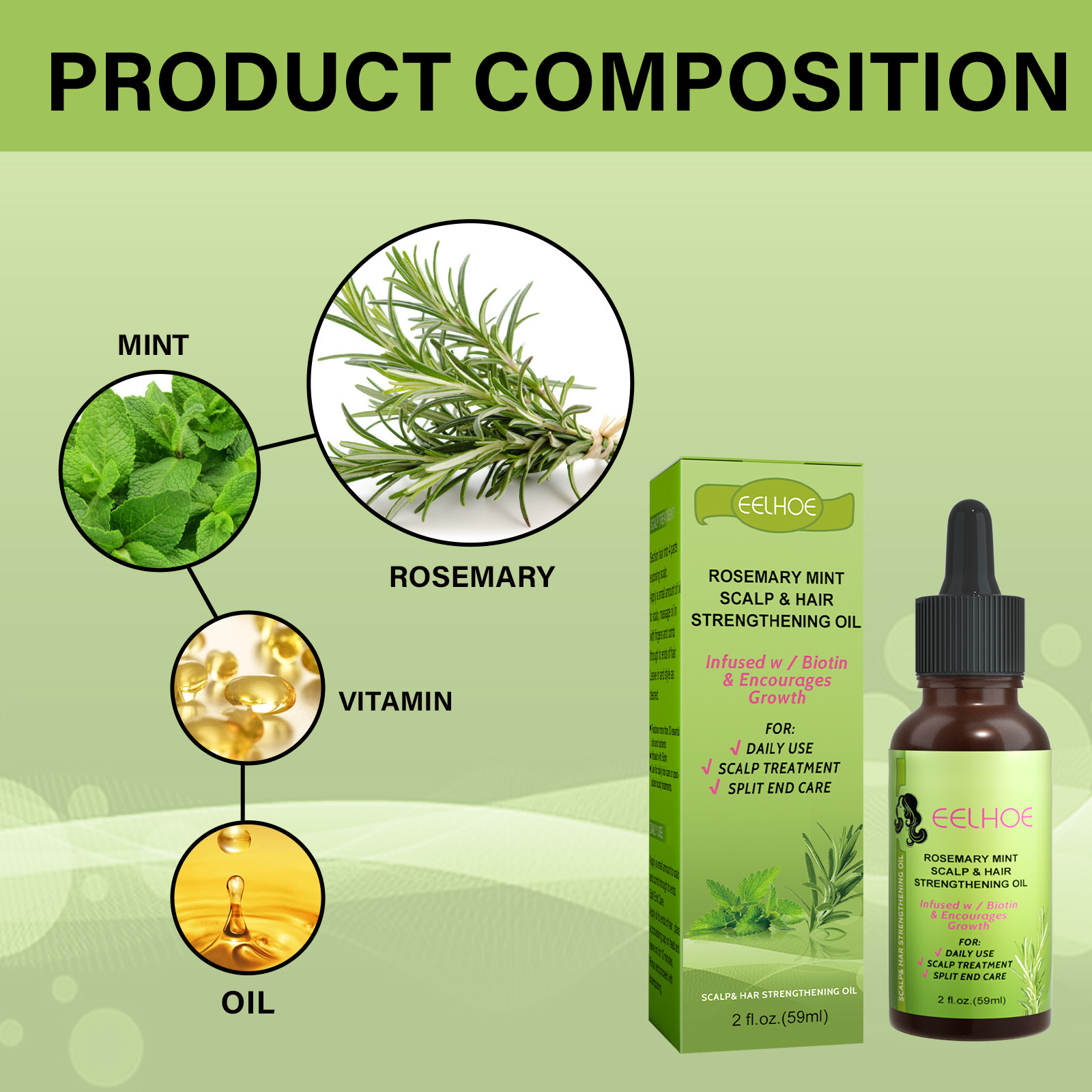 Hair Follicle Hair Spray Mint Plant Extract Essential Hair Oil Ginger Hair Nutrient Solution Hair Nutrient Solution Repairing Damaged Frizz Dry Hair